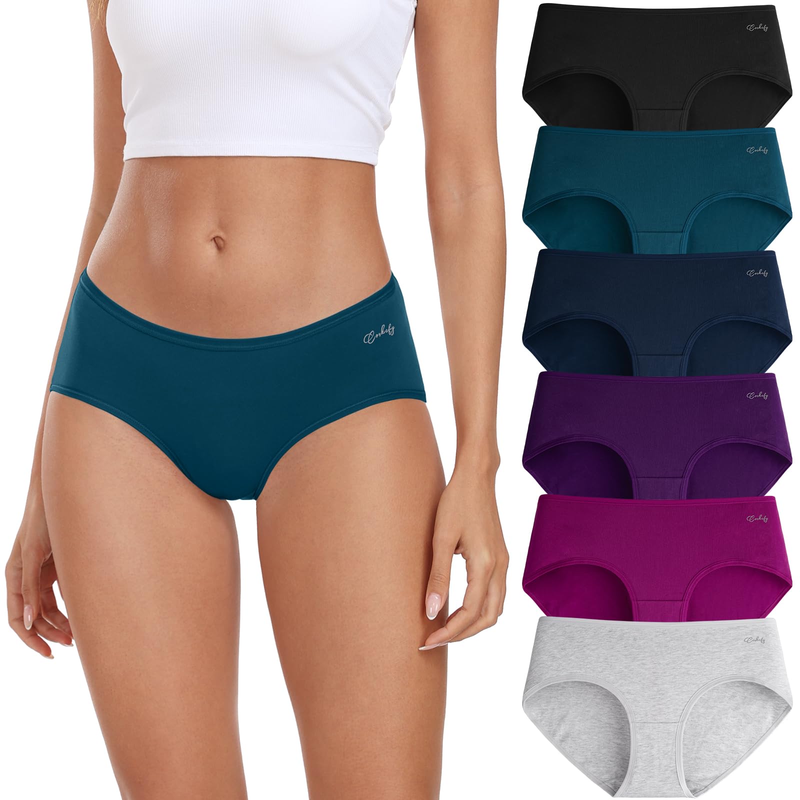 coskefy Womens Underwear Cotton Hipster Panties,Low Rise Breathable,6 Pack