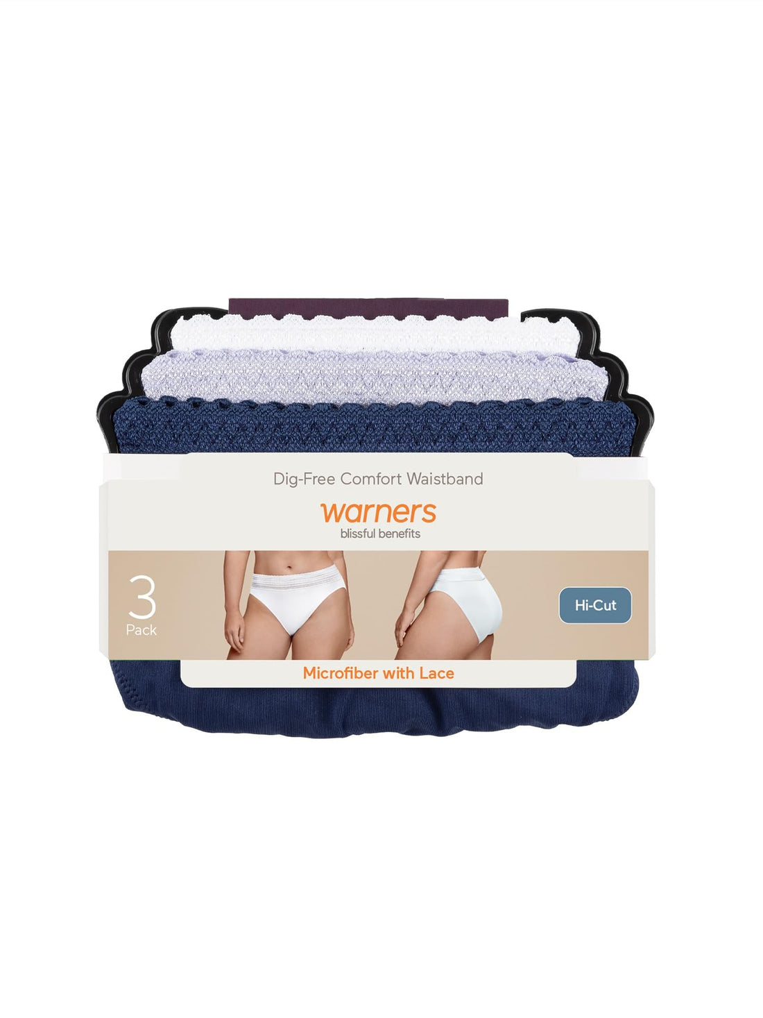 Warner's Women's Blissful Benefits No Muffin Top Micro Hi-cut Panties With Lace Multipack