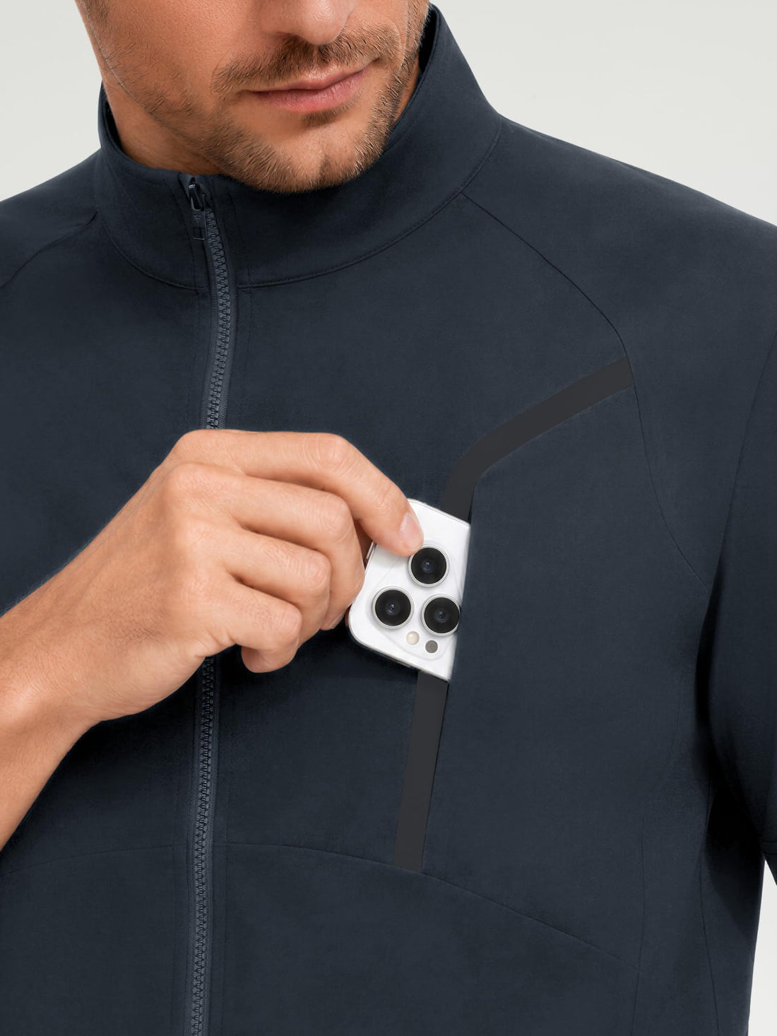 M MAELREG Short Sleeve Golf Jackets for Men with Full Zipper Lightweight UPF50+ Hiking Vests For Men with Button Pockets