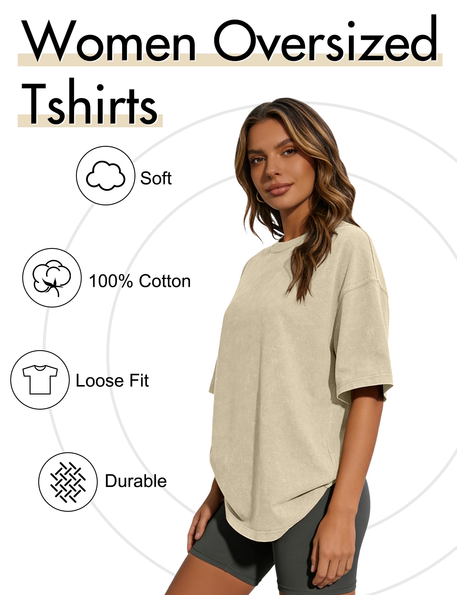 Siimcuzy 2/3/4 Pack Oversized Tshirts for Women Short Sleeves Workout Tops | Loose Fit, Crew Neck, Baggy, Summer, Casual, Gym, Plus Size, Plain, Tops, Fashion, Clothes, 2026