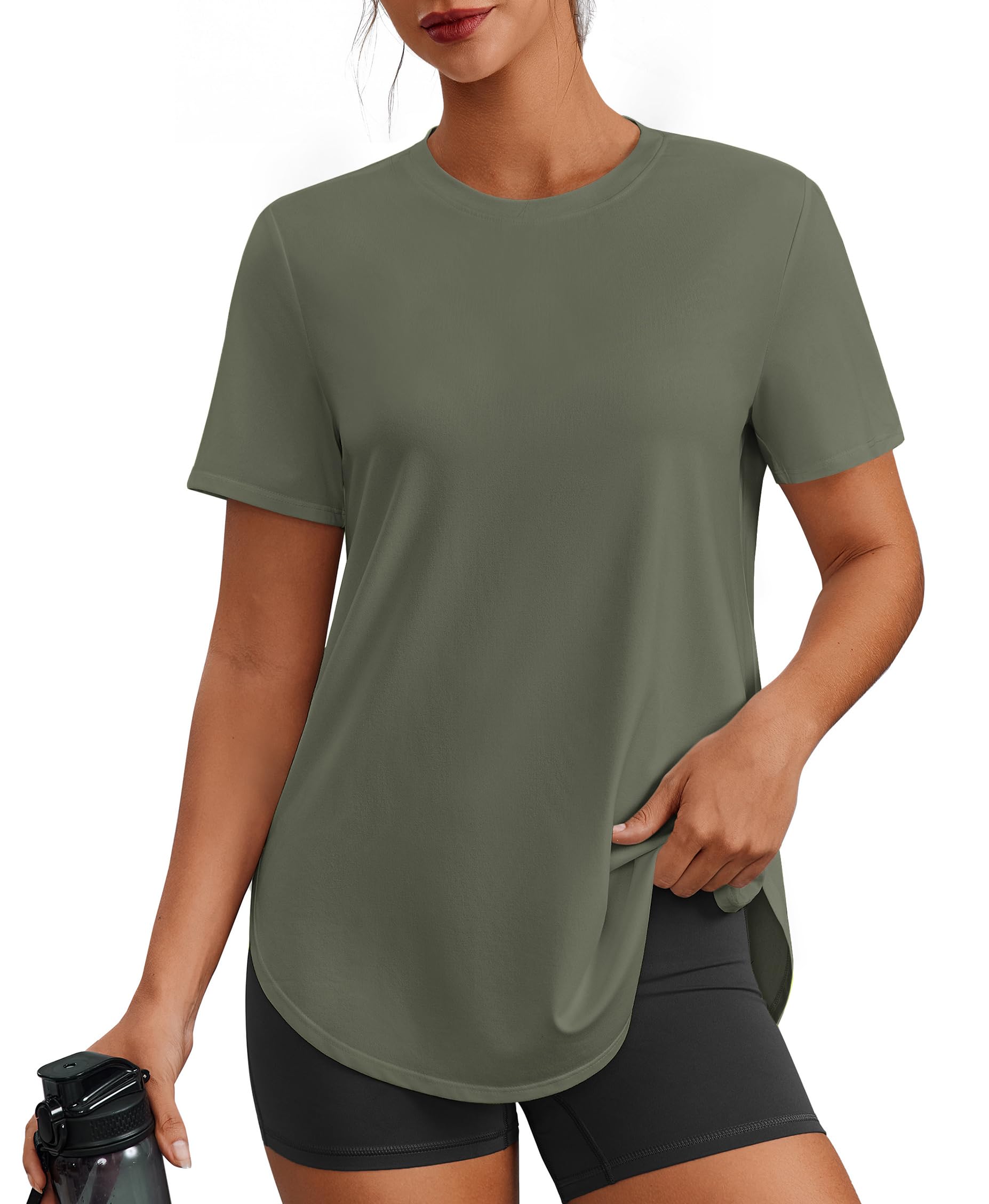 PINSPARK Workout Tops for Women Short Sleeve Athletic Shirts UPF 50+ Quick Dry Running Outfits for Exercise Gym Hiking S-3XL