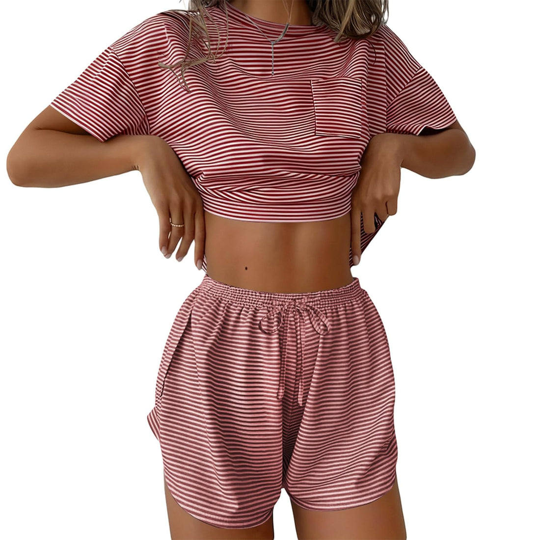 Ekouaer Womens Pajama Sets Sexy Lounge Sets Side Split Short Pj Sets