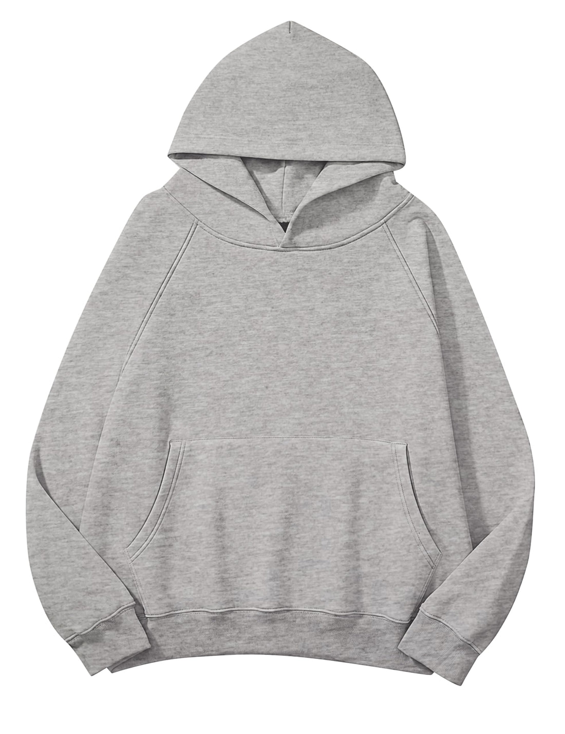 Lauweion Women Solid Basic Fleece Letter Loose Hoodie Sweatshirt Long Sleeve Kangaroo Pocket Drop Shoulder Pullovers Top
