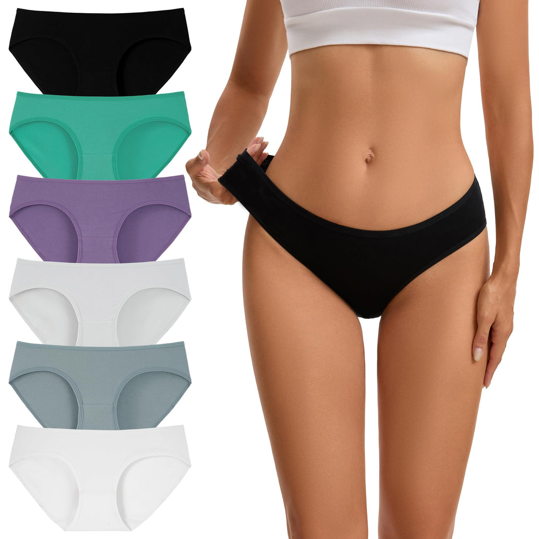 INNERSY Women's Cotton Underwear Low Rise Hipster Panties 6-Pack