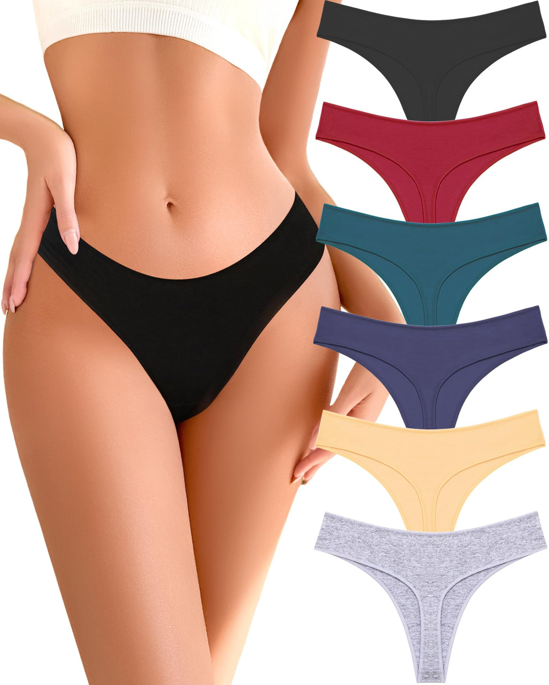 READY TO LOVE Cotton Underwear for Women Pack Breathable Thongs for Women Sexy Stretch Soft Womens Panties Thong XS-XL