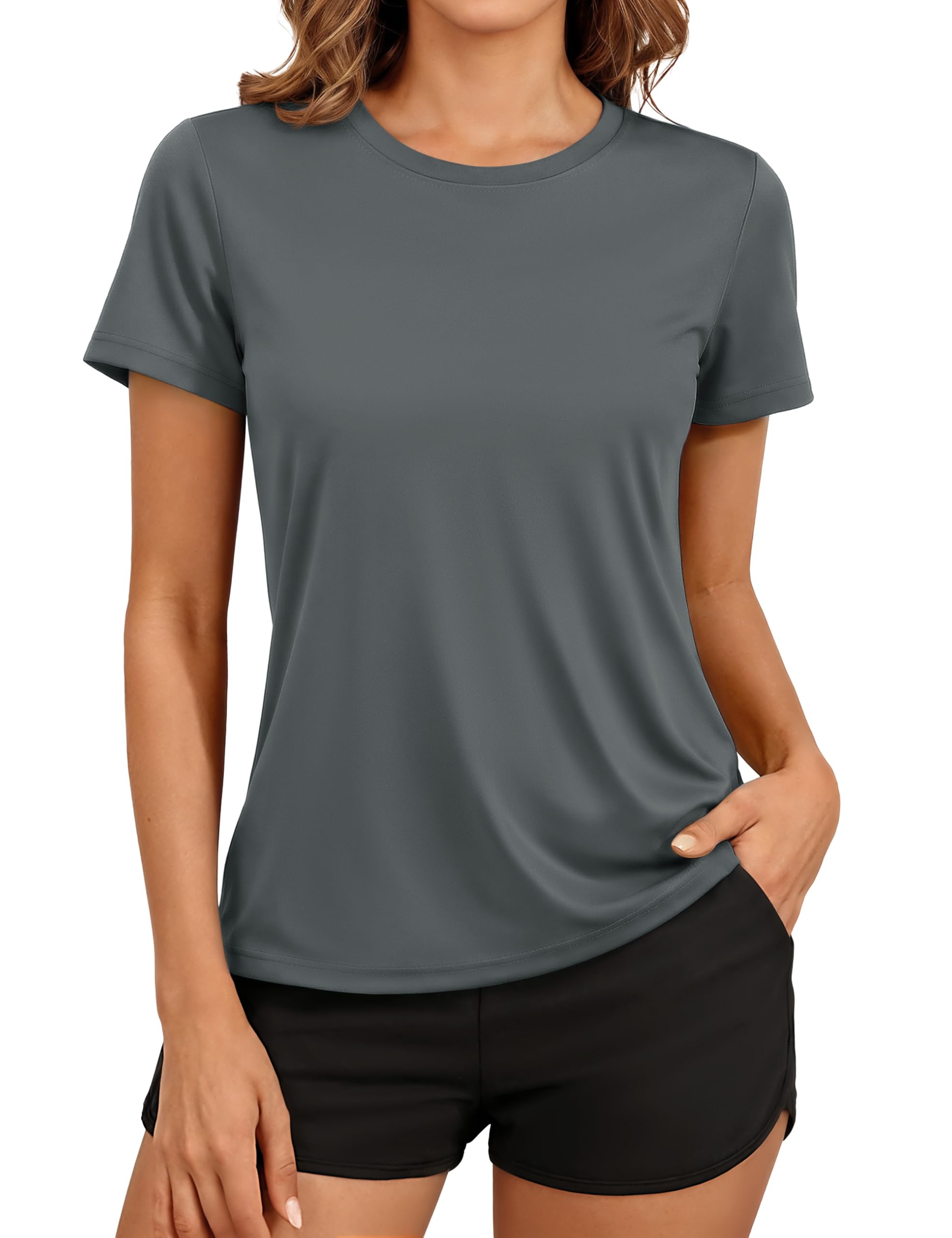 TACVASEN Women's Short Sleeve Workout Shirts UPF 50+ Sun Protection Quick Dry Athletic Tops for Running Gym Tee