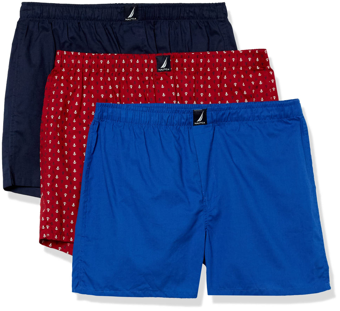 Nautica Men's Classic Cotton 3-Pack Woven Boxers