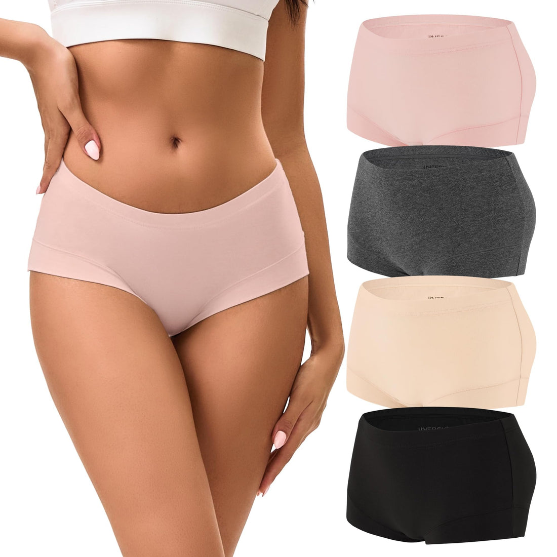 INNERSY Women's Boyshorts Underwear Cotton Soft Boxer Briefs 4-Pack