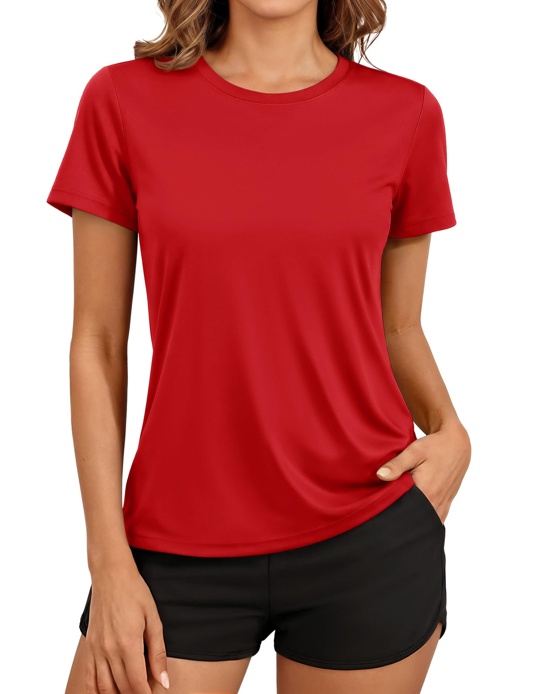 TACVASEN Women's Short Sleeve Workout Shirts UPF 50+ Sun Protection Quick Dry Athletic Tops for Running Gym Tee