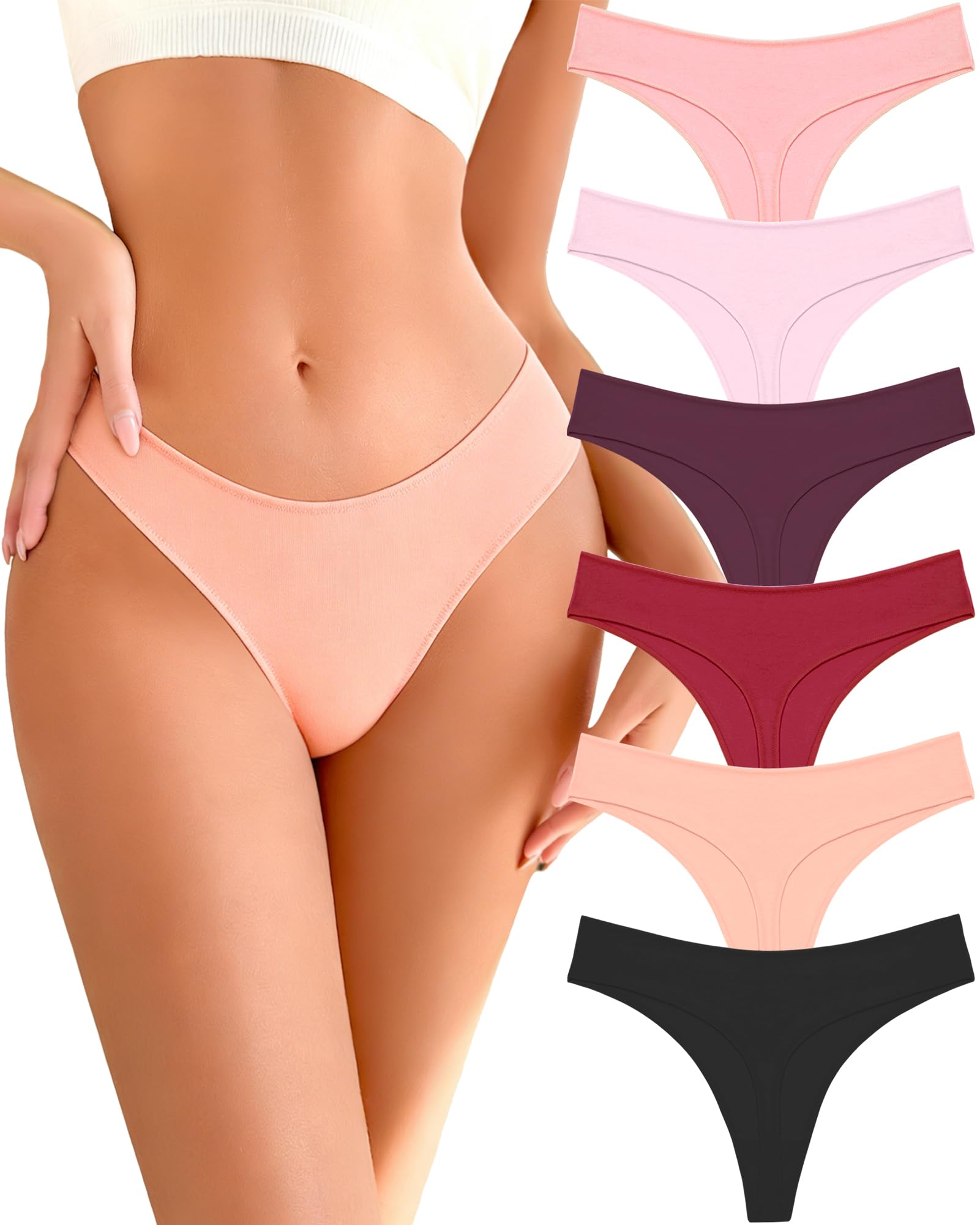 READY TO LOVE Cotton Underwear for Women Pack Breathable Thongs for Women Sexy Stretch Soft Womens Panties Thong XS-XL