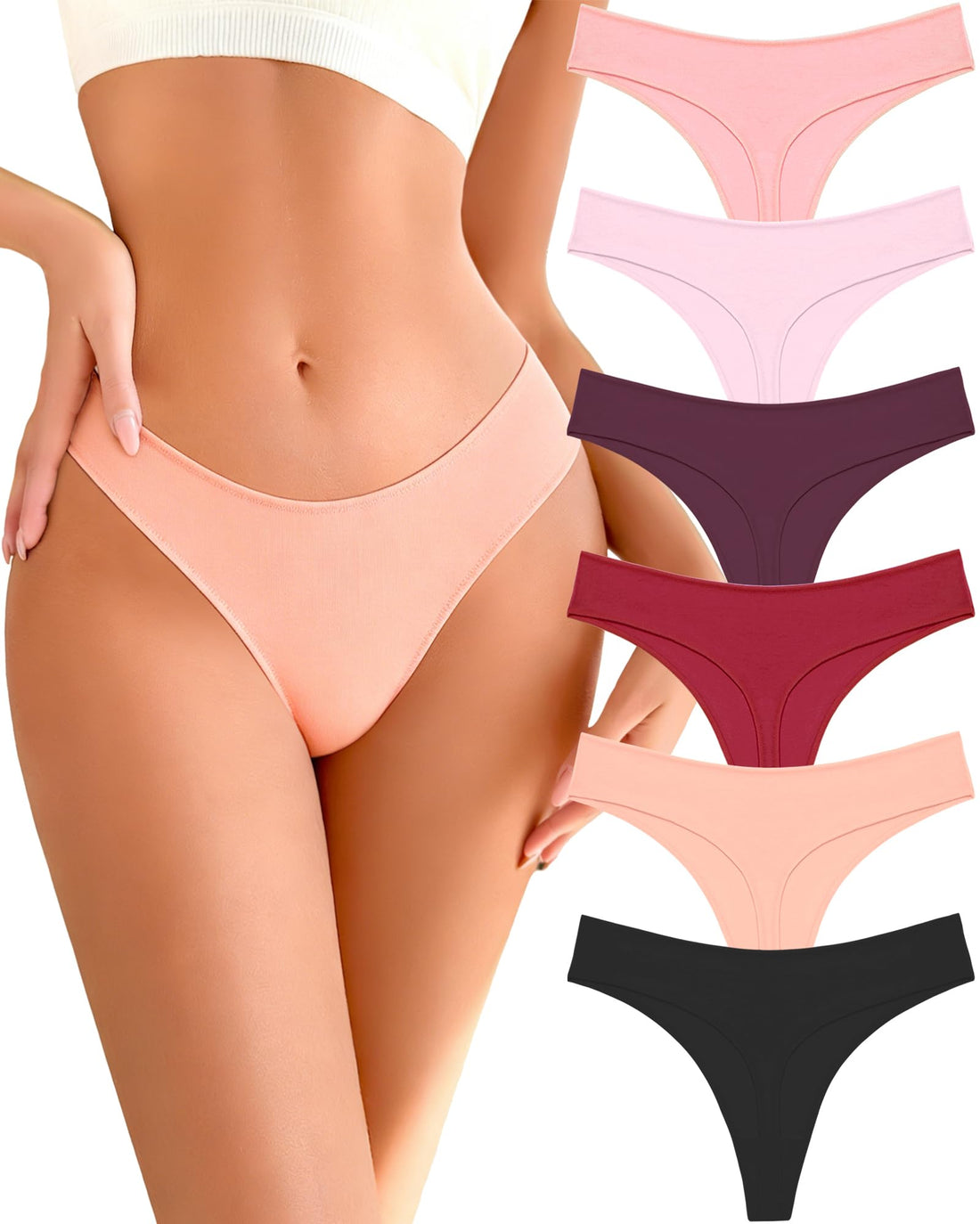READY TO LOVE Cotton Underwear for Women Pack Breathable Thongs for Women Sexy Stretch Soft Womens Panties Thong XS-XL