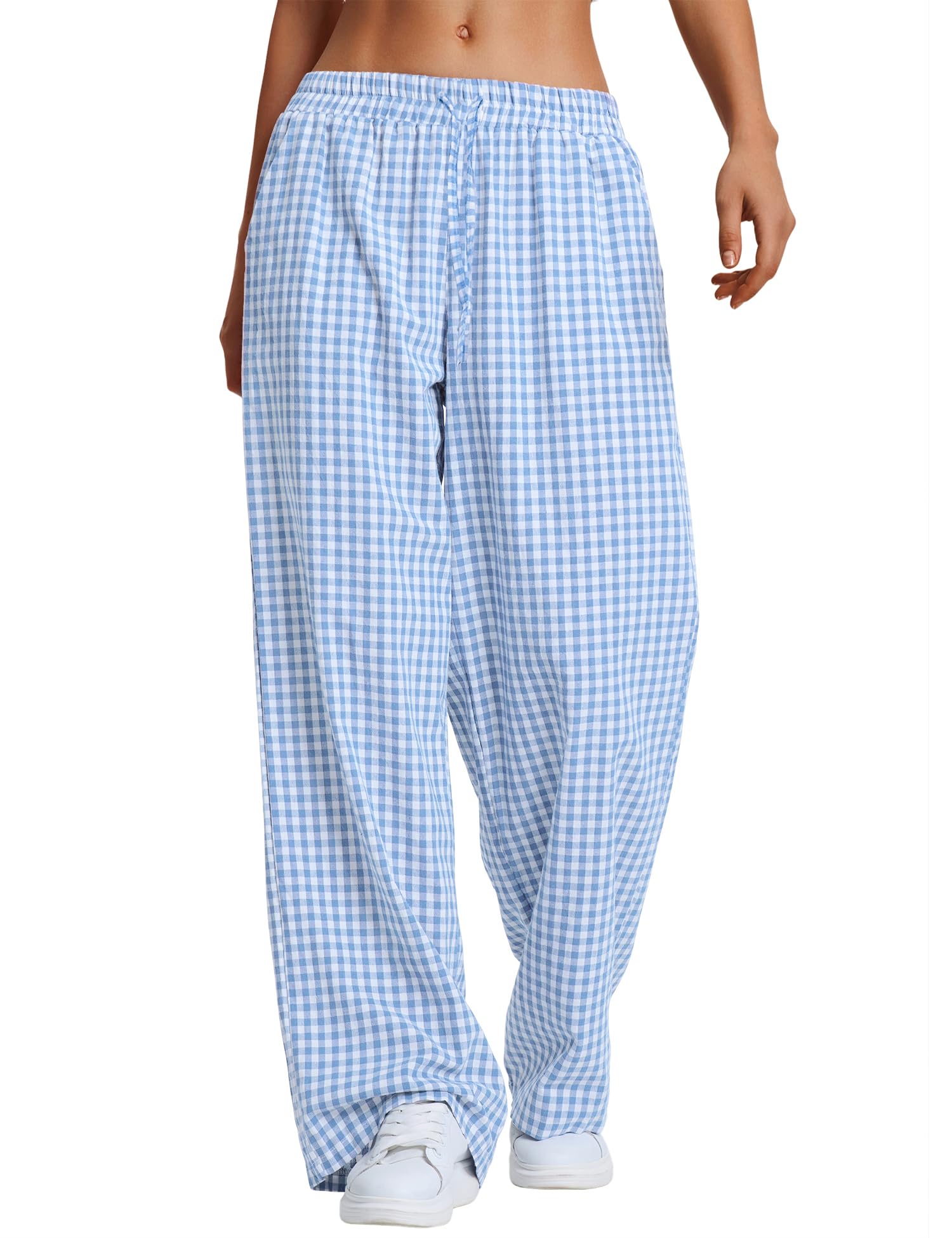 LOMON Striped Gingham Pants Women Summer Fall Pajamas Lounge Boxer Bottoms