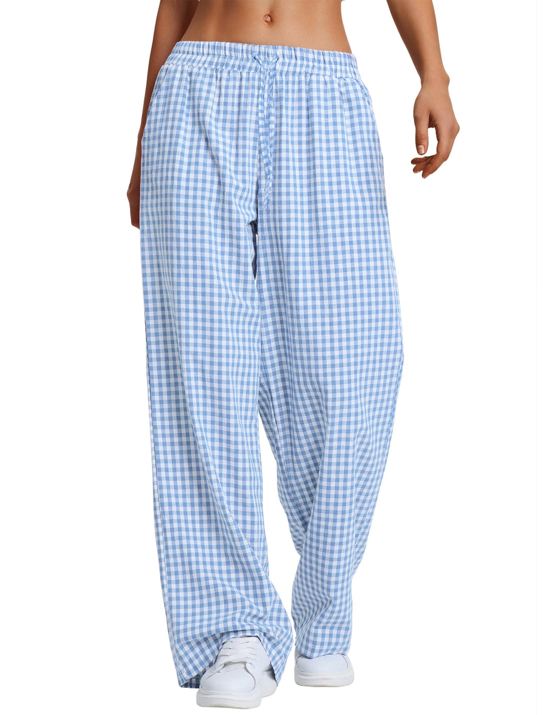 LOMON Striped Gingham Pants Women Summer Fall Pajamas Lounge Boxer Bottoms