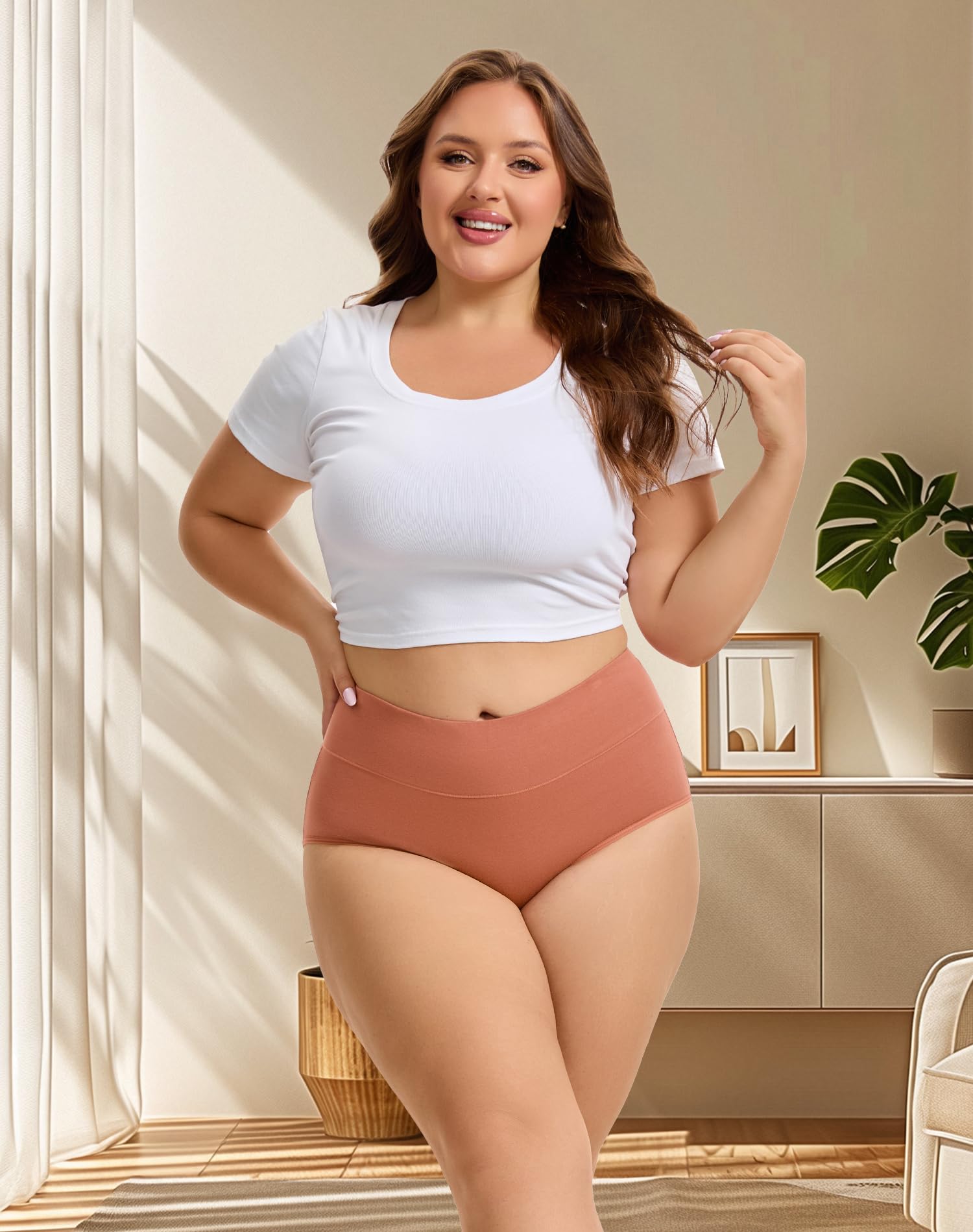 INNERSY Women's Plus Size XL-6XL Cotton Underwear High Waisted Briefs Panties 4-Pack