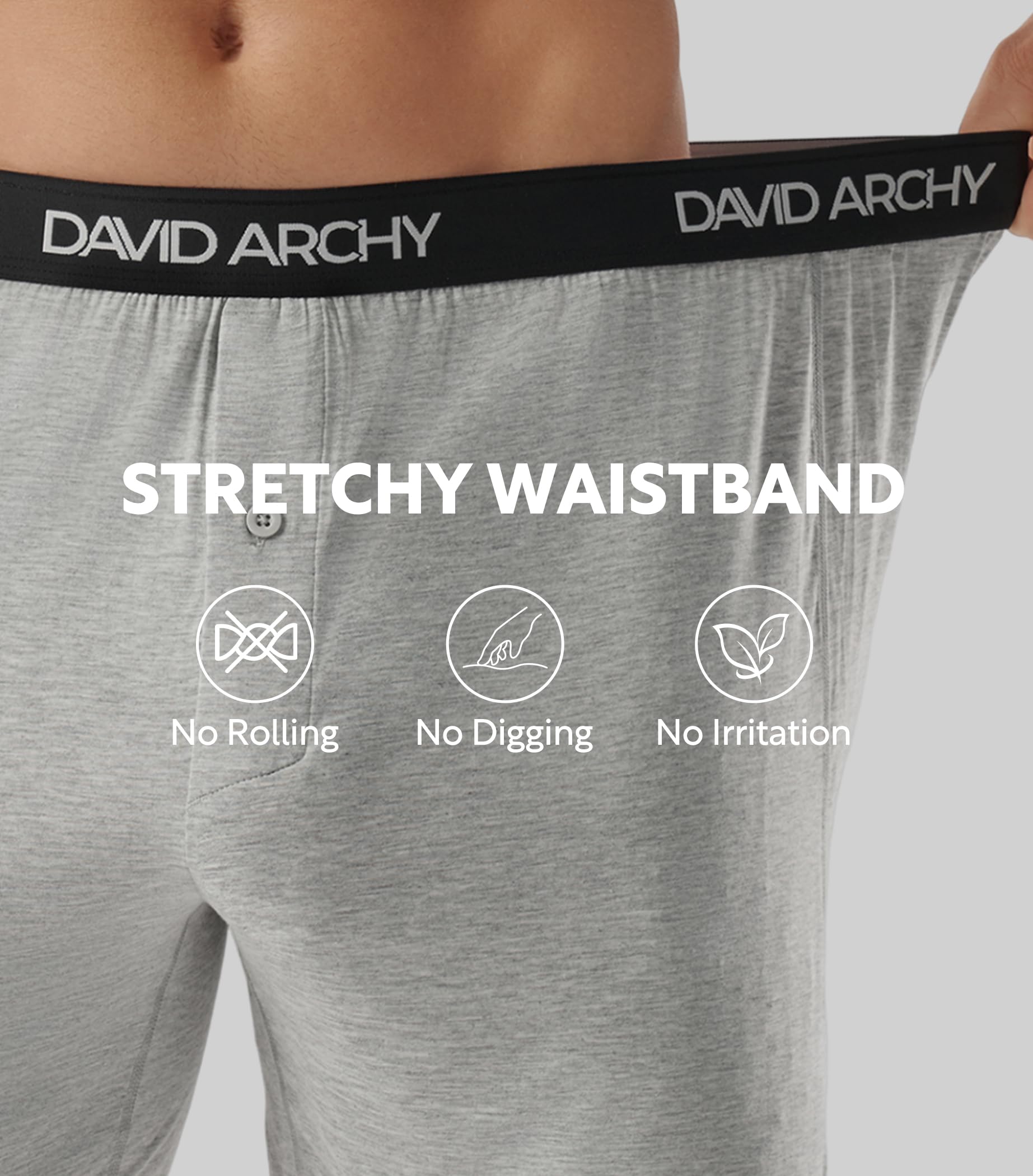 DAVID ARCHY Men's Bamboo Rayon Boxers Breathable Cooling Mens Boxer Shorts with Button Fly Relaxed Fit Underwear 3/4/5 Pack