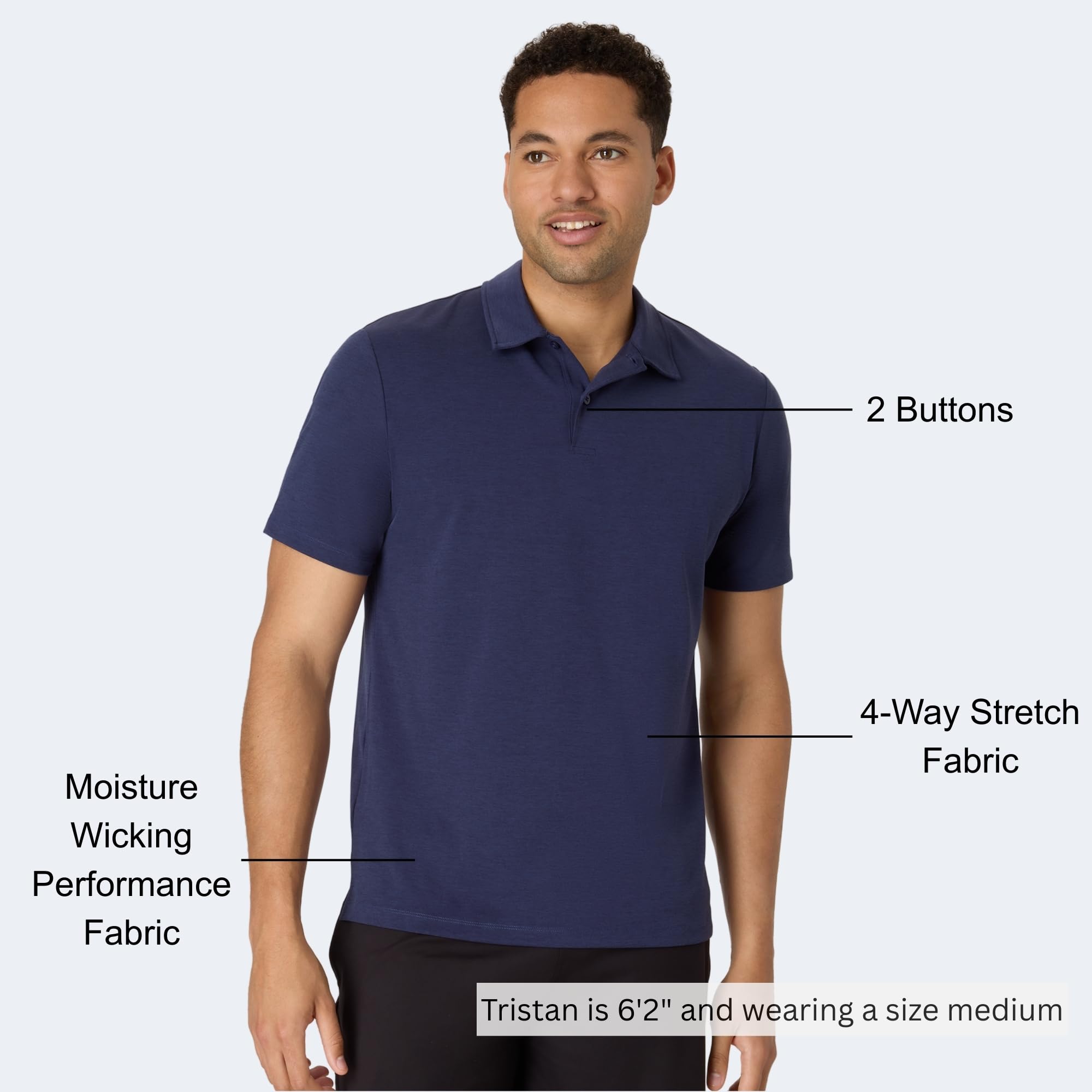 Hanes Men's Moves Performance Polo, Short Sleeve Polo Shirt for Men, Moisture-Wicking
