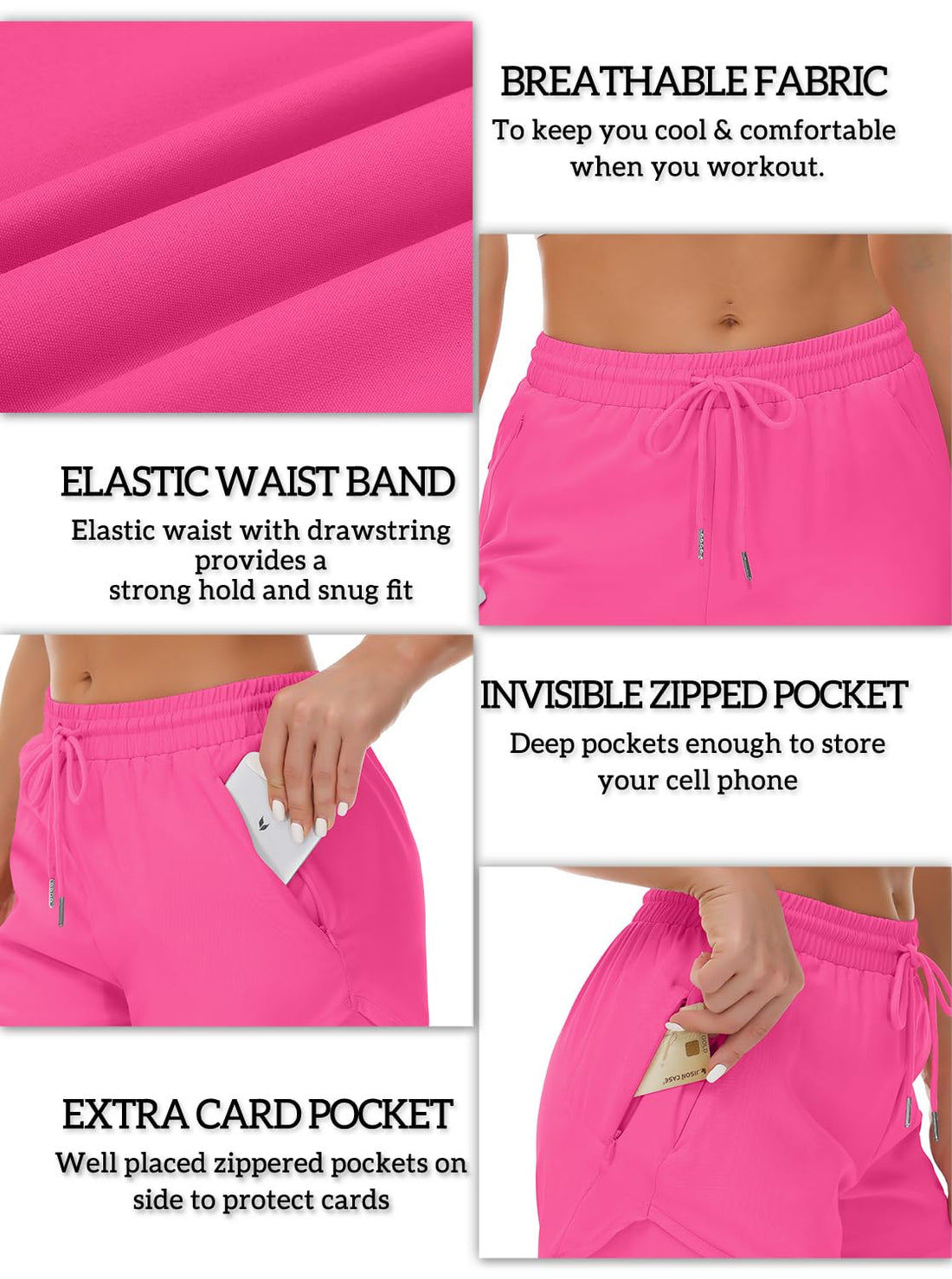 Mancreda Women's Running Shorts with Liner 3 Zipper Pockets Elastic Workout Athletic Gym Yoga Shorts
