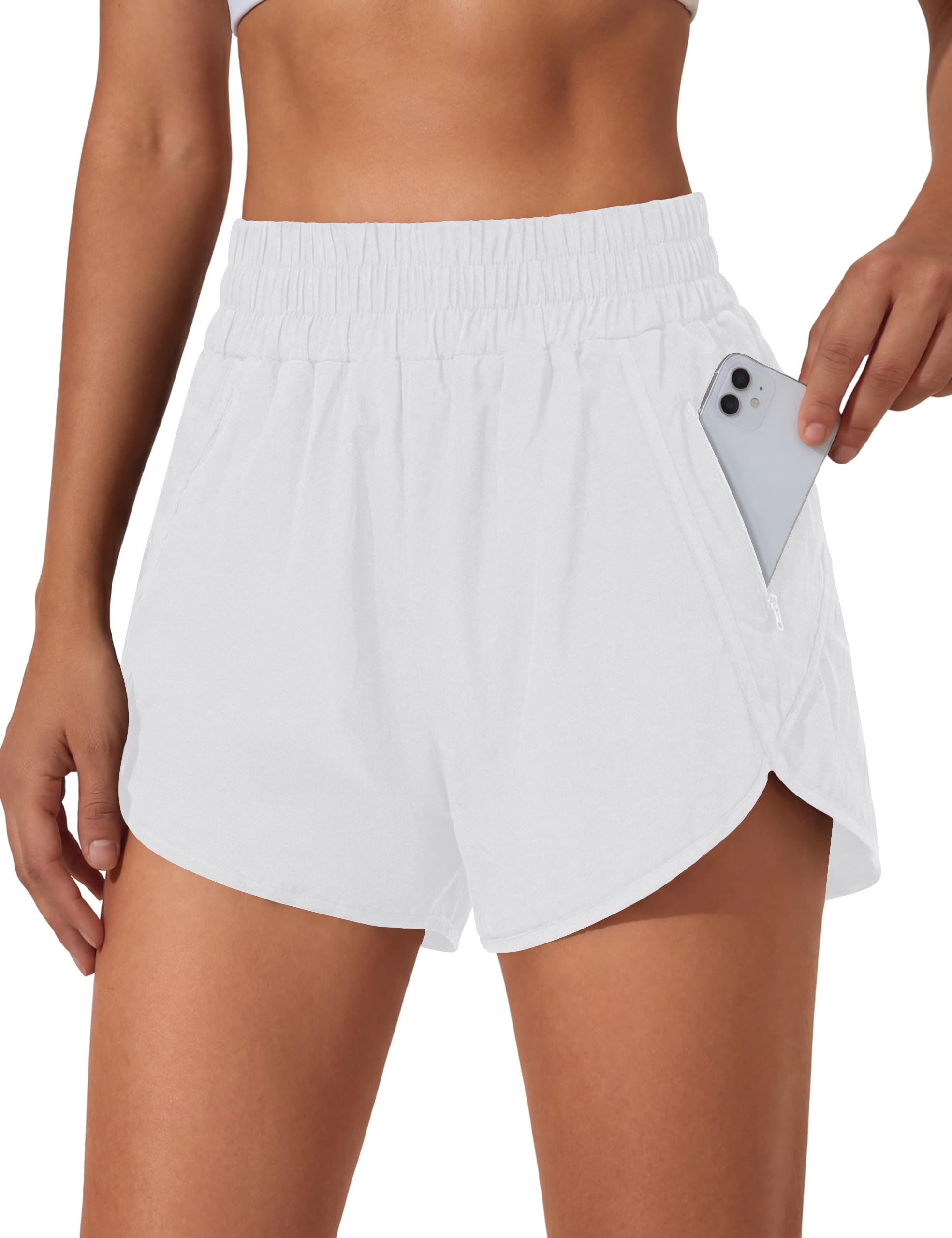 BMJL Women's Running Shorts Elastic High Waisted with Pockets, 2.5" Sporty Workout Quick Dry Athletic Shorts