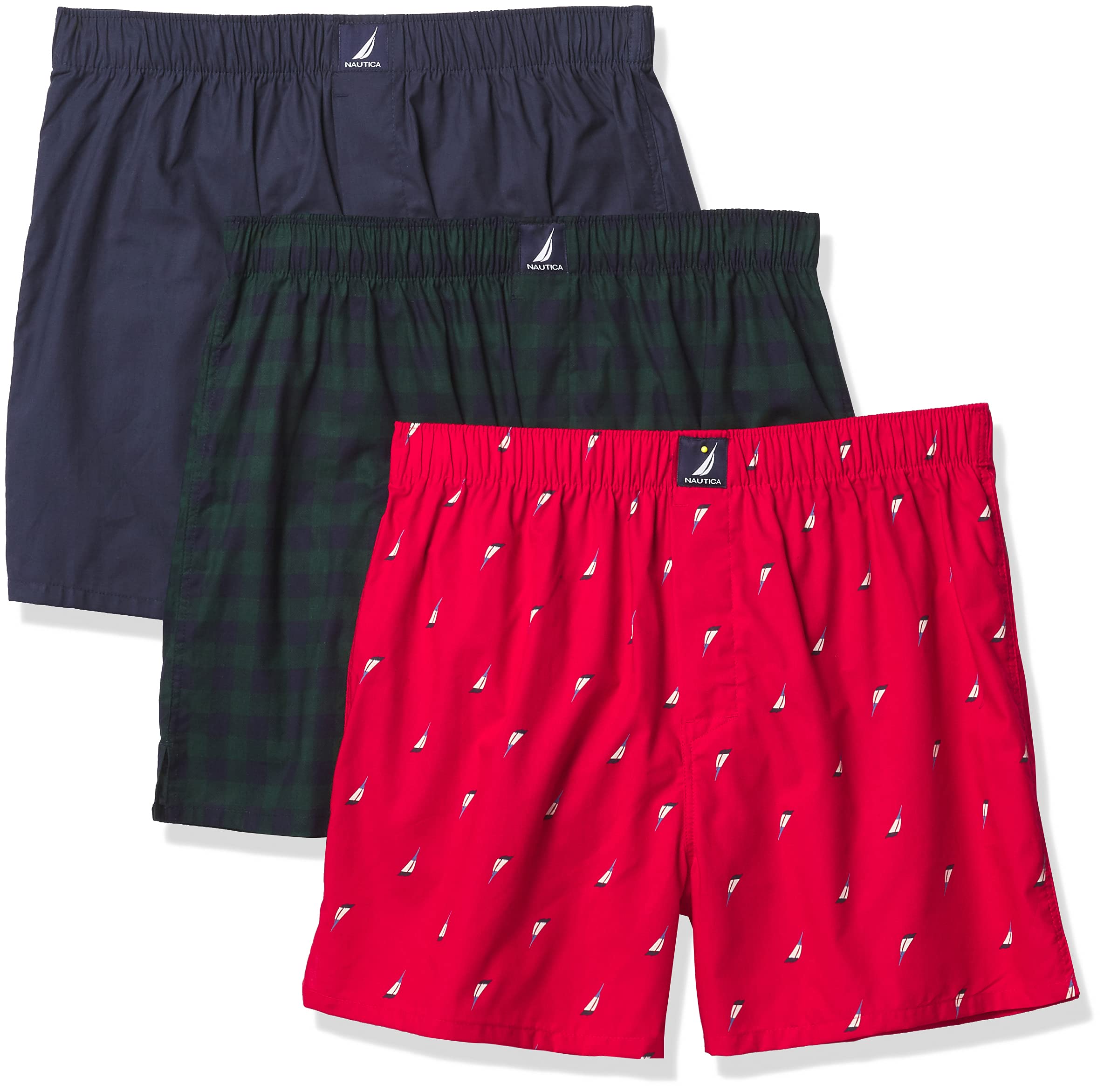 Nautica Men's Classic Cotton 3-Pack Woven Boxers