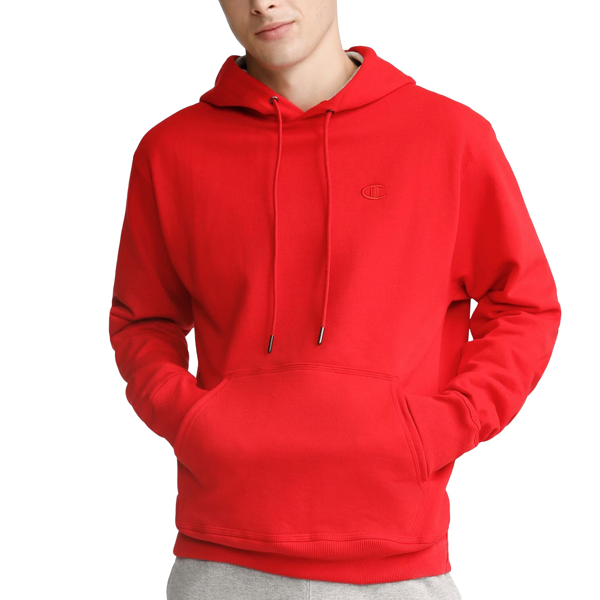 Champion Men's Pullover Fleece Hoodie, Standard Fit, Midweight, C Logo, Available in Regular and Big & Tall