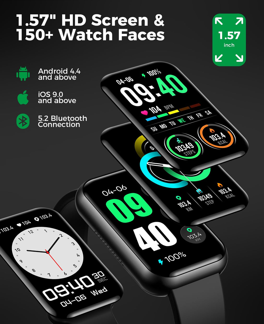 Smart Watch Fitness Tracker, Bluetooth Call, 24/7 Health Monitor for Women