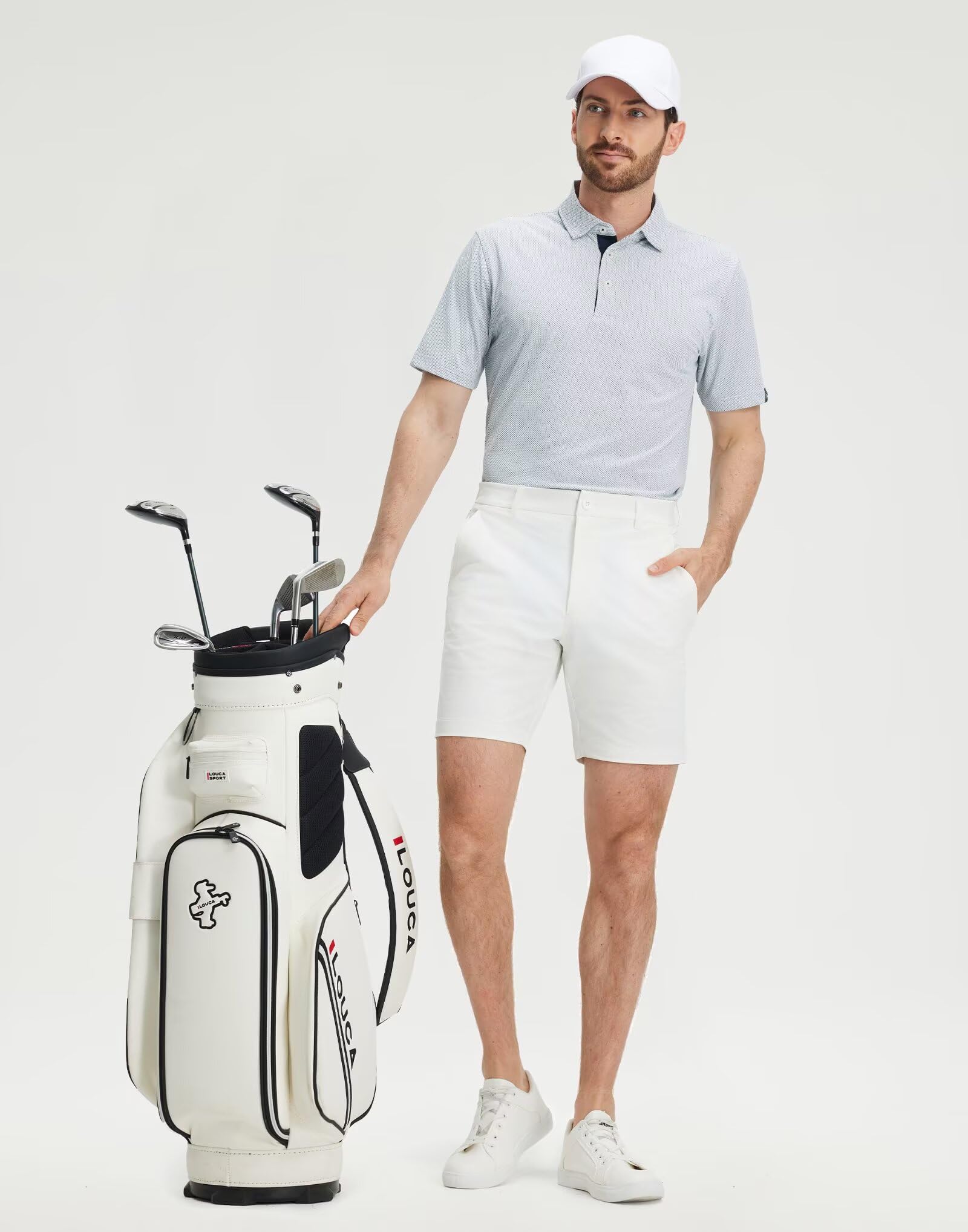 M MAELREG Mens Golf Shirts Short Sleeve Performance Moisture Wicking Dry Fit Collared Jacquard Polo Shirts for Men