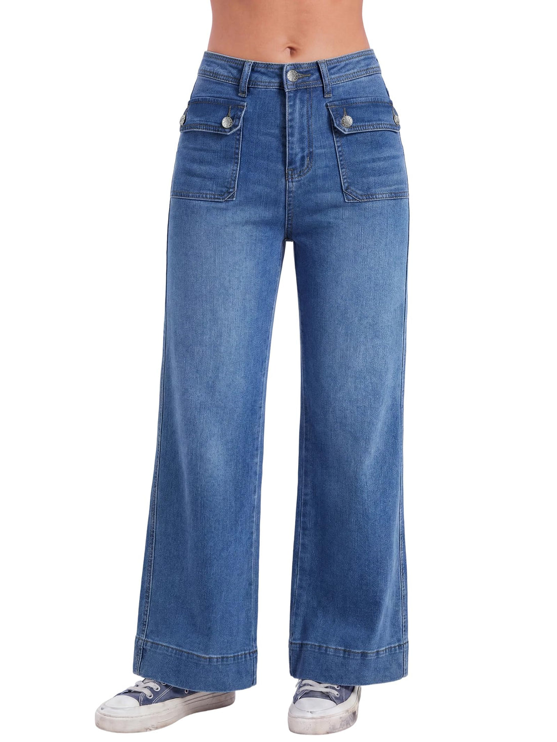 EMMIOL Women's 2026 Wide Leg Jeans Distress High Waist Stretchy Baggy Denim Pants Trousers Clothing