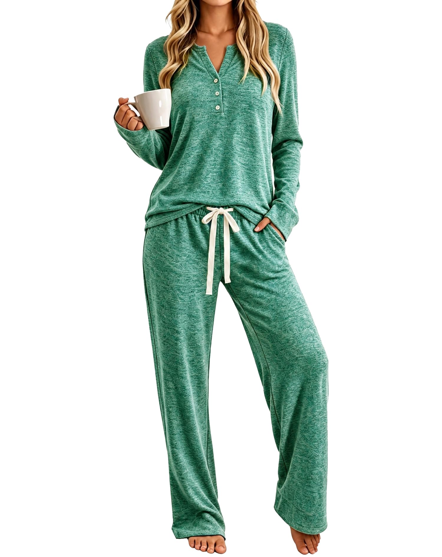 Womens Pajamas Set Long Sleeve Soft Loungewear 2 Pieces Fall&Winter