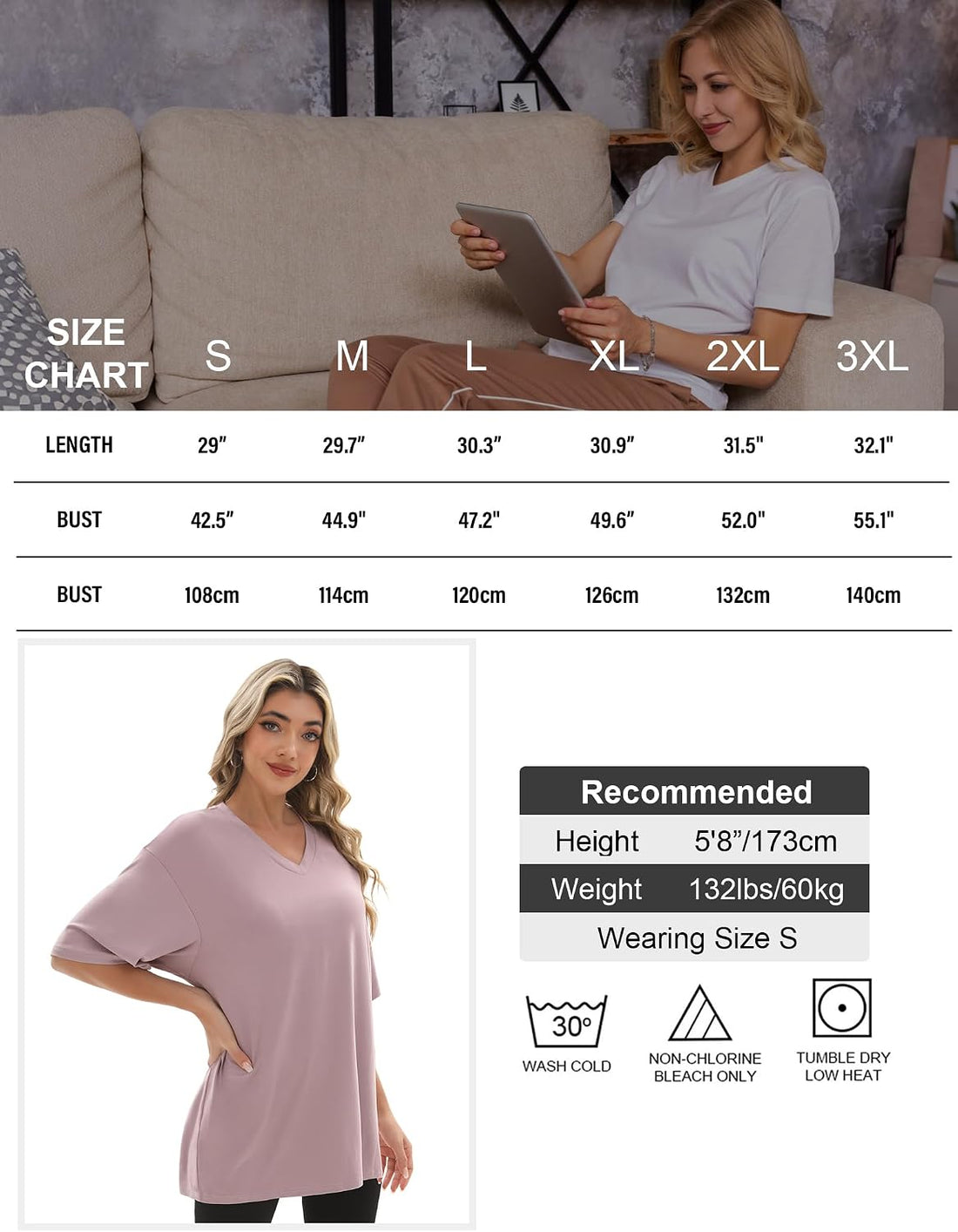 Kinglaman 4 Pack Oversized TShirts for Women Drop Shoulders Dry Fit Tops | Baggy quick dry crew neck tops, trendy oversized plus size gym & lounge tees