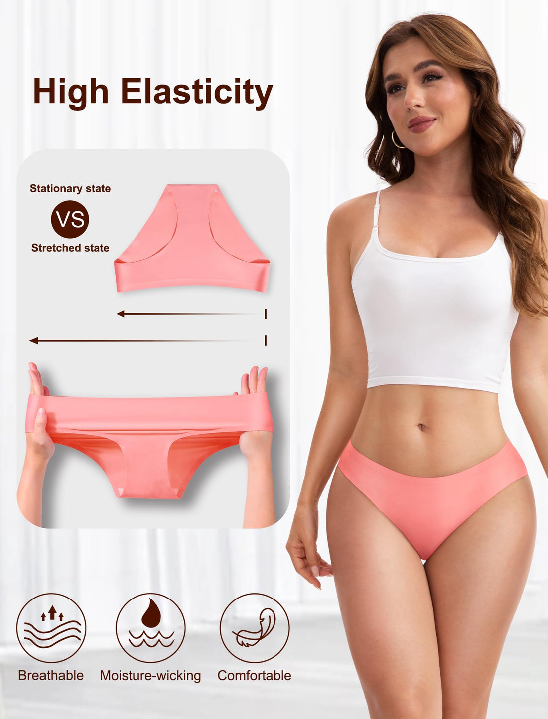 MISSWHO Seamless No Show Womens Underwear Bikini No Show Soft Comfortable Invisibles Briefs Low Rise Hipster Panties 6 Pack