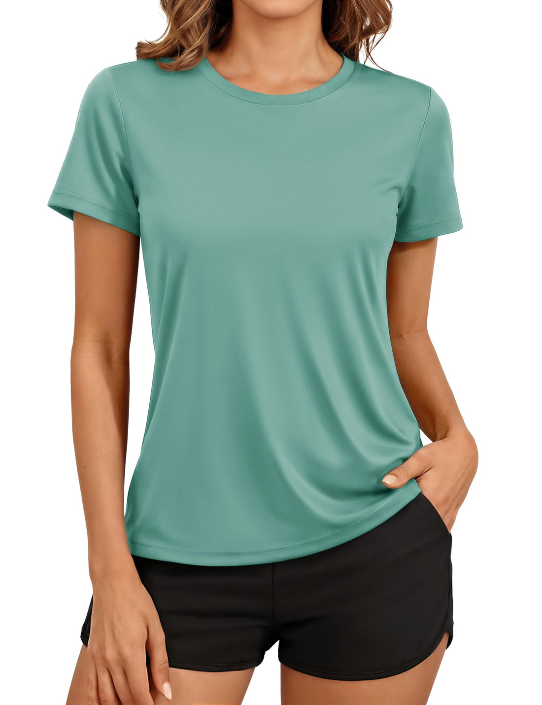TACVASEN Women's Short Sleeve Workout Shirts UPF 50+ Sun Protection Quick Dry Athletic Tops for Running Gym Tee