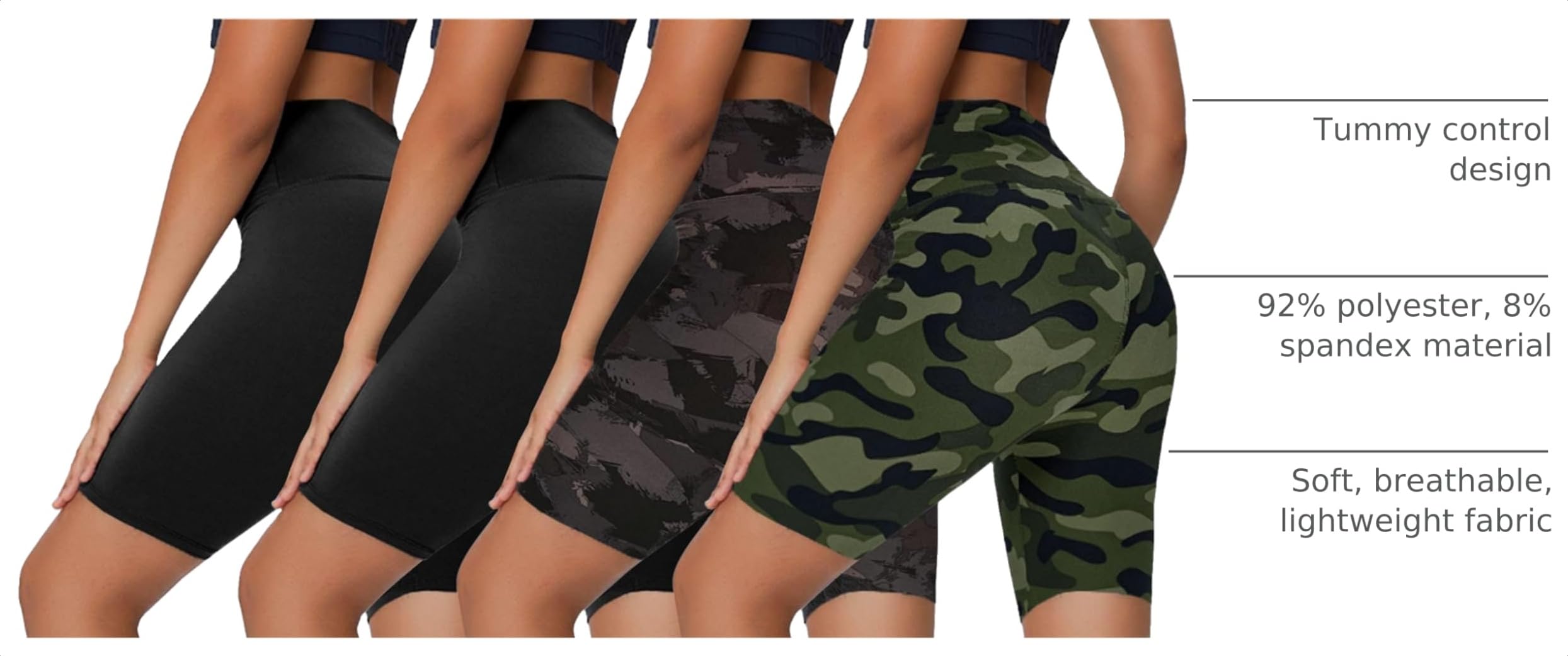 Sundwudu 4 Pack Biker Shorts for Women - 8”/3”/5” High Waist Tummy Control Summer Workout Shorts for Running Yoga Athletic