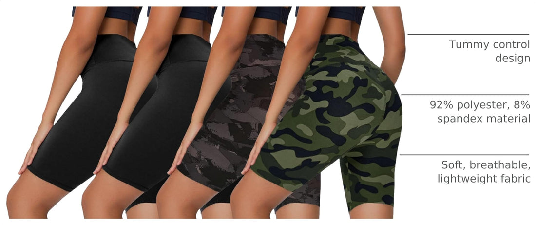 Sundwudu 4 Pack Biker Shorts for Women - 8”/3”/5” High Waist Tummy Control Summer Workout Shorts for Running Yoga Athletic