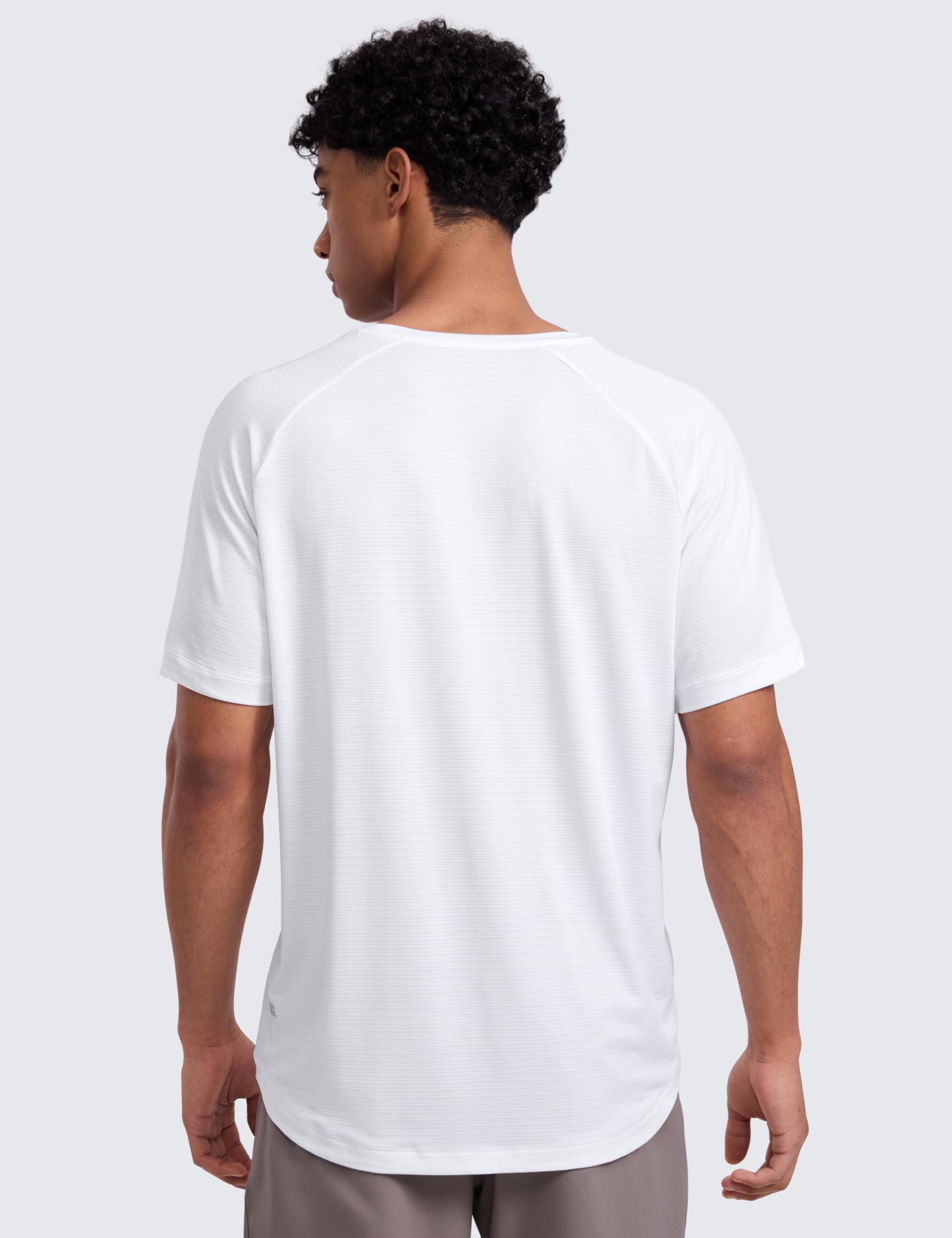 CRZ YOGA Breathable Texture Crewneck T-Shirts | Workout, Quick Dry, Lightweight, Classic Fit, Round Scallop Back, Short Sleeve Shirts for Men