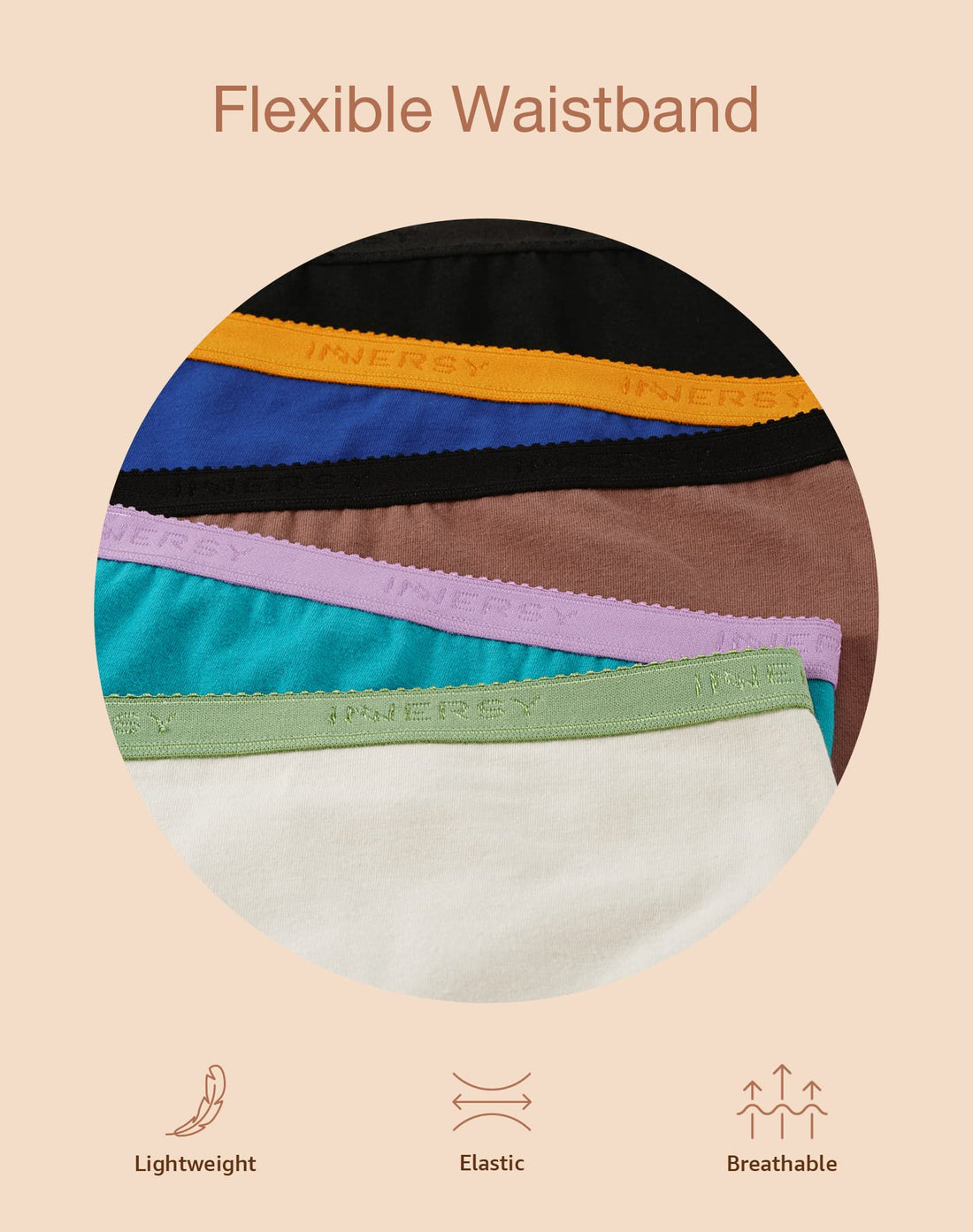 INNERSY Plus Size XL-6XL Big Curvy Woman Cotton Underwear High Waist Briefs 5-Pack