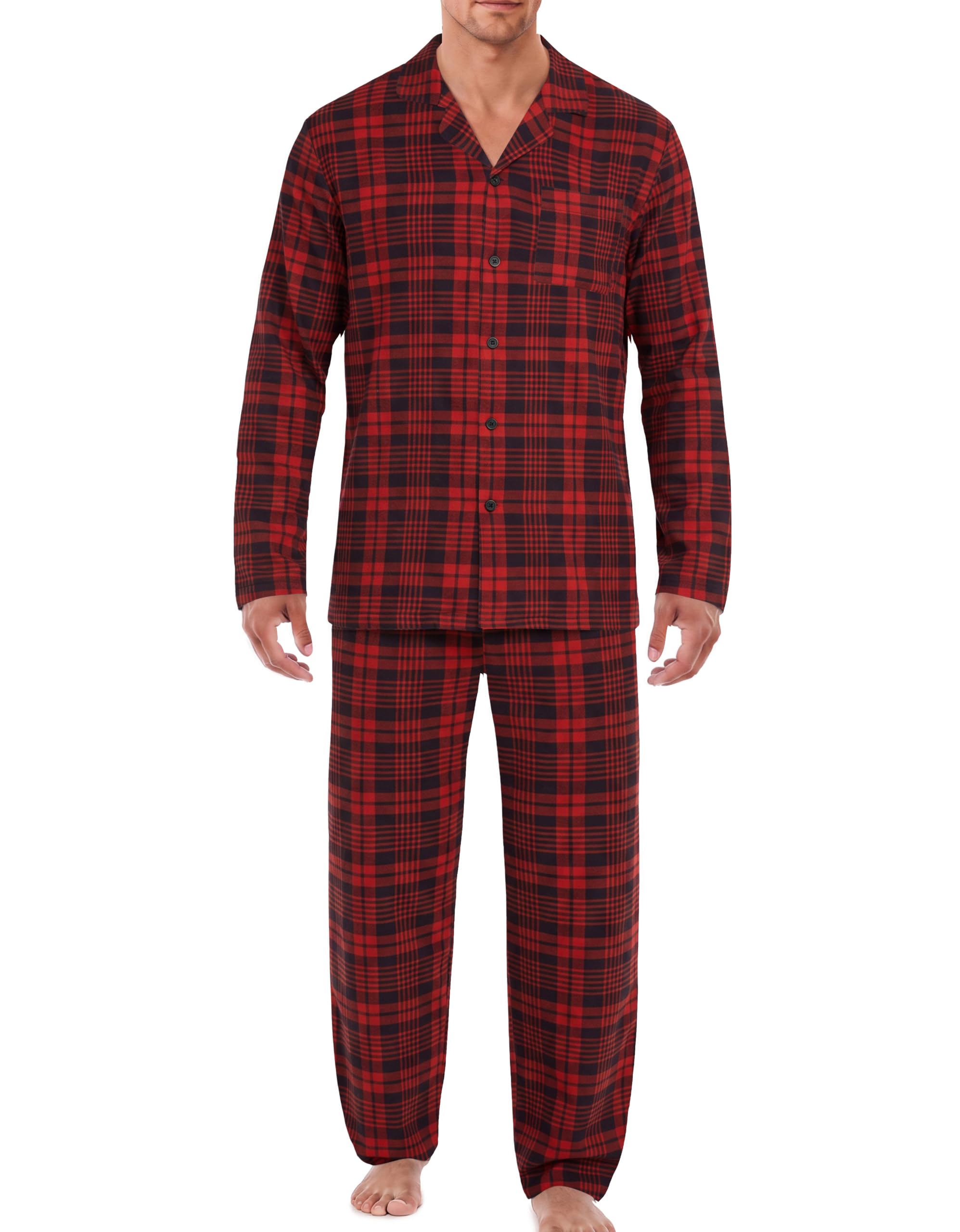Ekouaer Mens Pajamas Set Long Sleeve Button Down Pjs Long Pants with Pocket