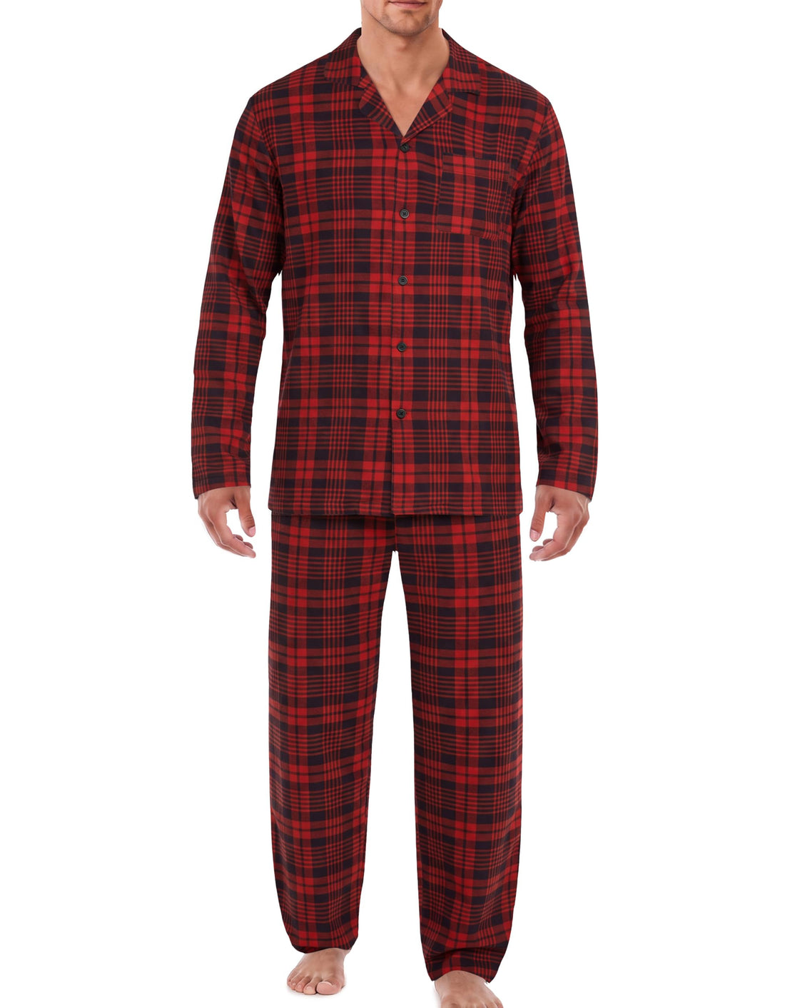 Ekouaer Mens Pajamas Set Long Sleeve Button Down Pjs Long Pants with Pocket