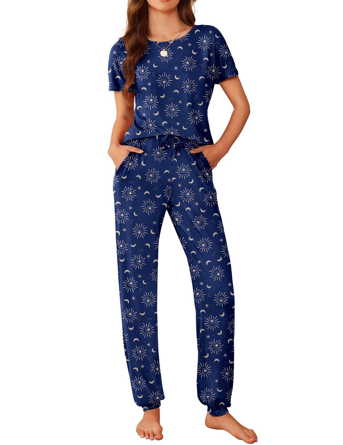 Ekouaer Pajamas for Womens Set Soft 2 Piece Loungewear with Jogger Pants