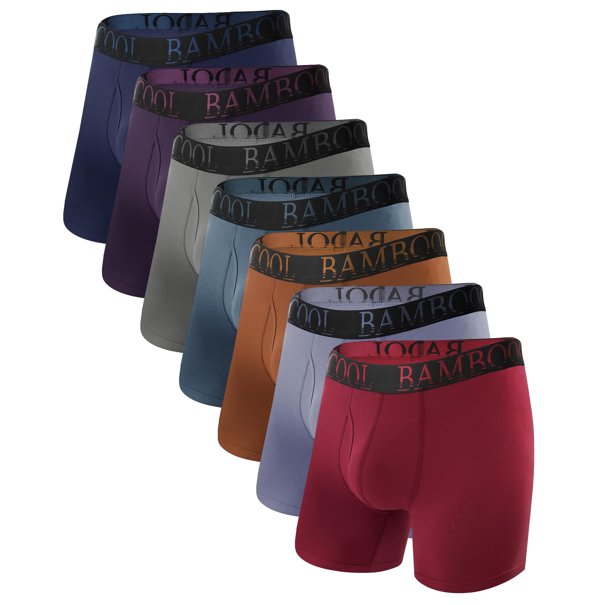 BAMBOO COOL Men's Ultra ComfortSoft Underwear, Moisture Wicking & Breathable No Ride Up Boxer Briefs with Fly, Multipack