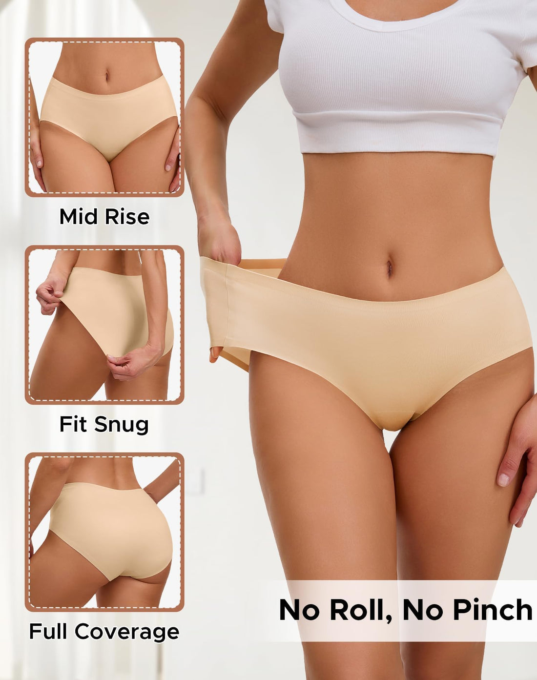 INNERSY Women's Underwear Smooth Hipster Panties 3-Pack