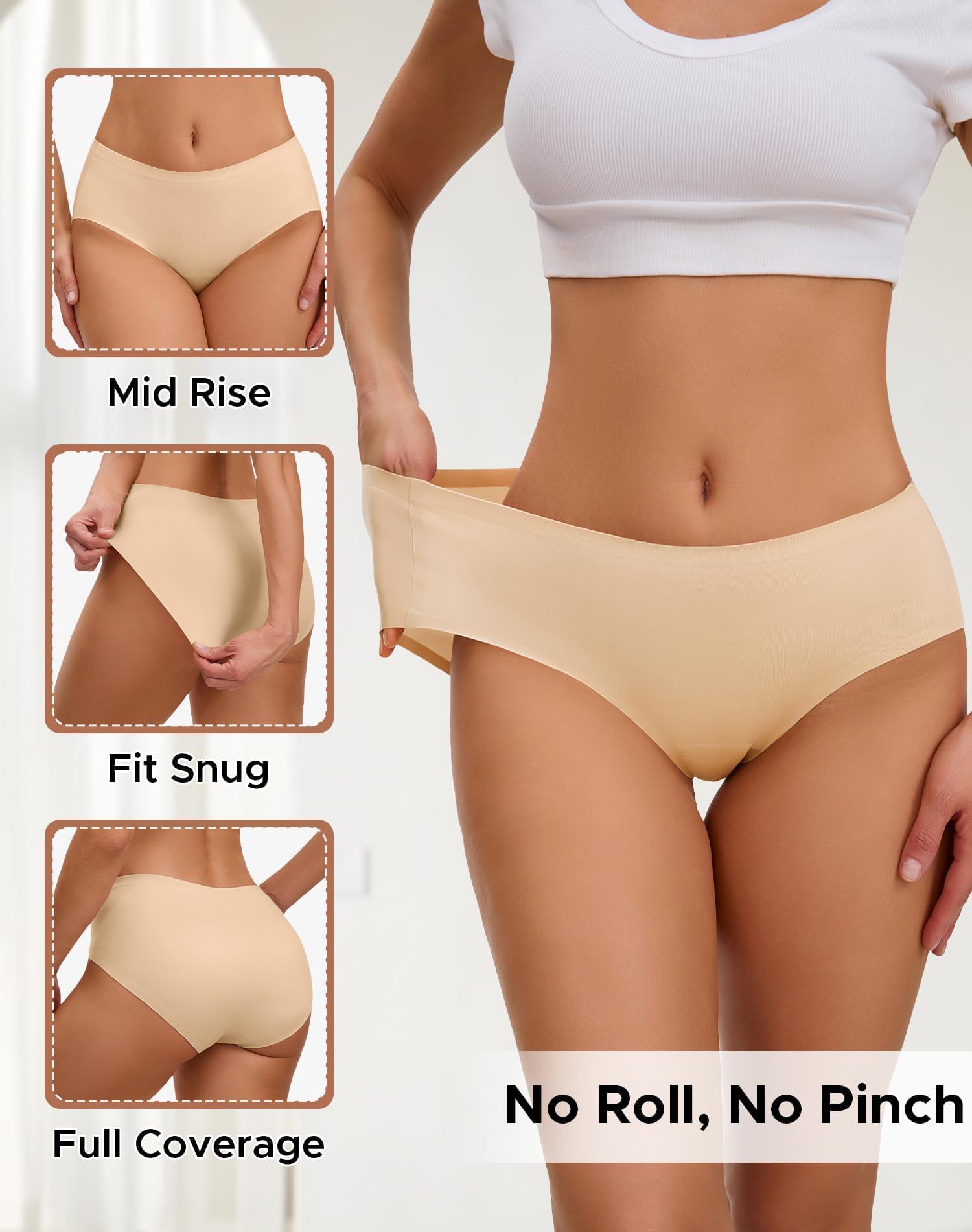 INNERSY Women's Underwear Smooth Hipster Panties 3-Pack