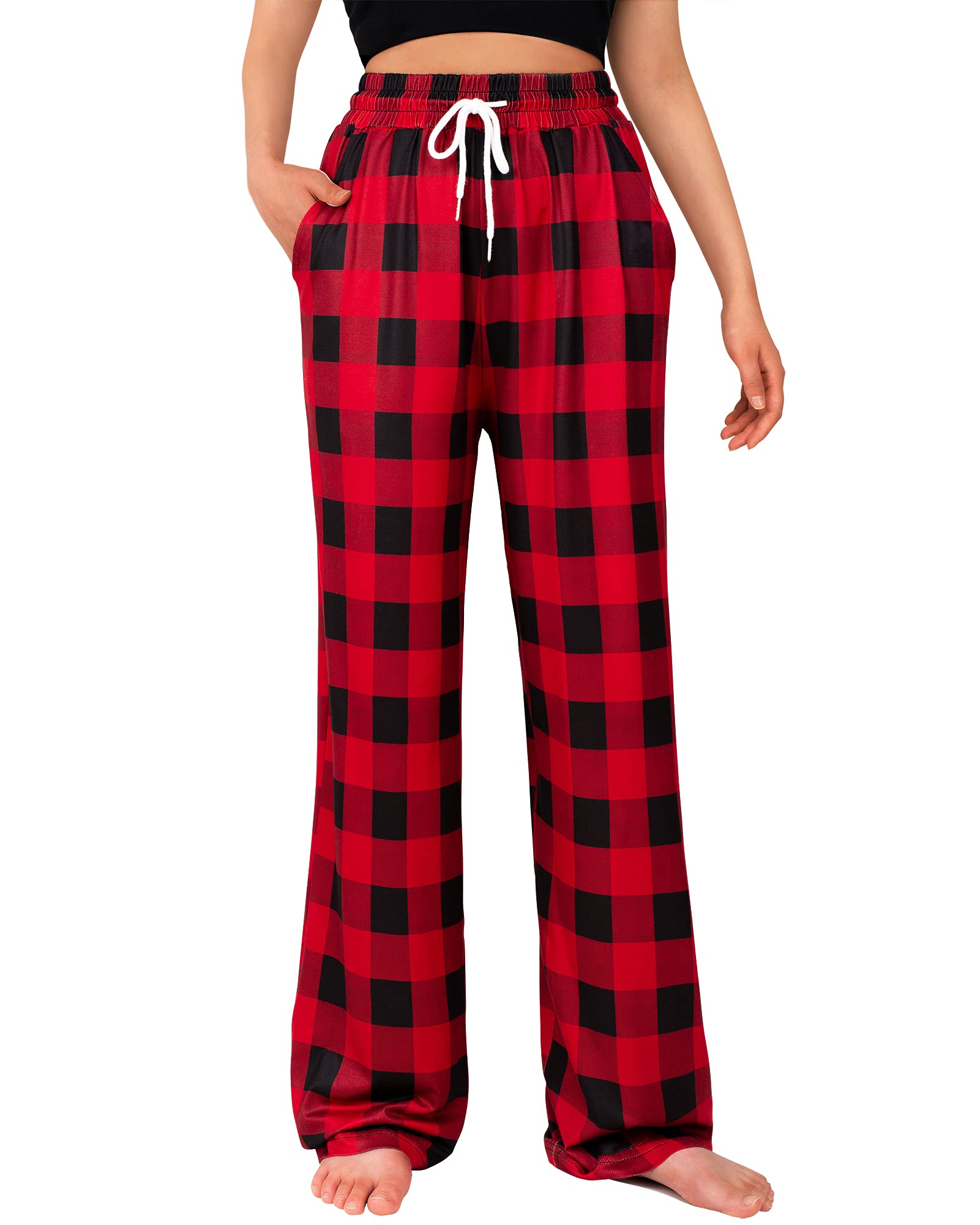 Womens Pajama Pants Plaid Stretch Comfy Lounge Pants Sleep Bottoms Y2K PJ