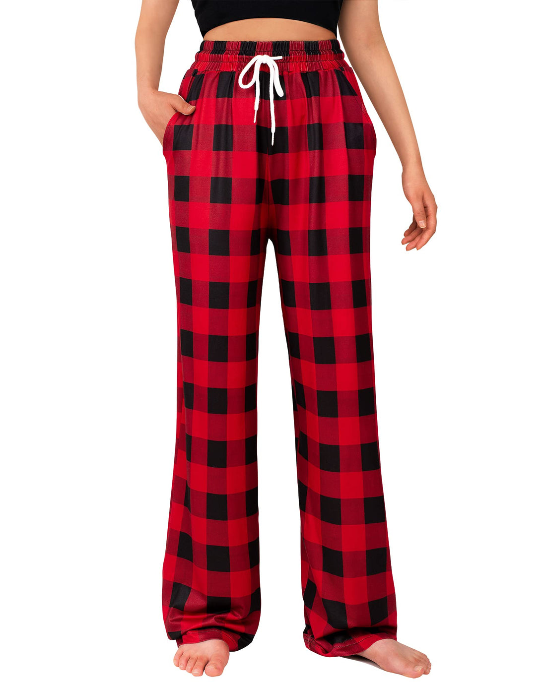 Womens Pajama Pants Plaid Stretch Comfy Lounge Pants Sleep Bottoms Y2K PJ