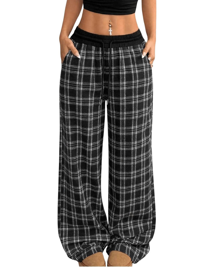 Gihuo Womens Plaid Pajama Pants Gingham Baggy Sweatpants