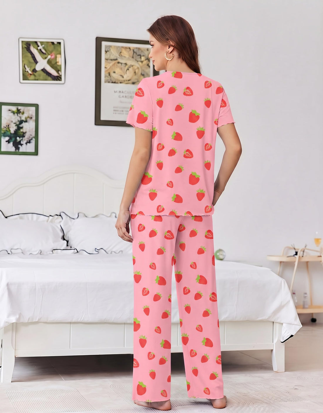 Ekouaer Womens Pajama Sets Viscose from Bamboo Top With Pants Lounge Set