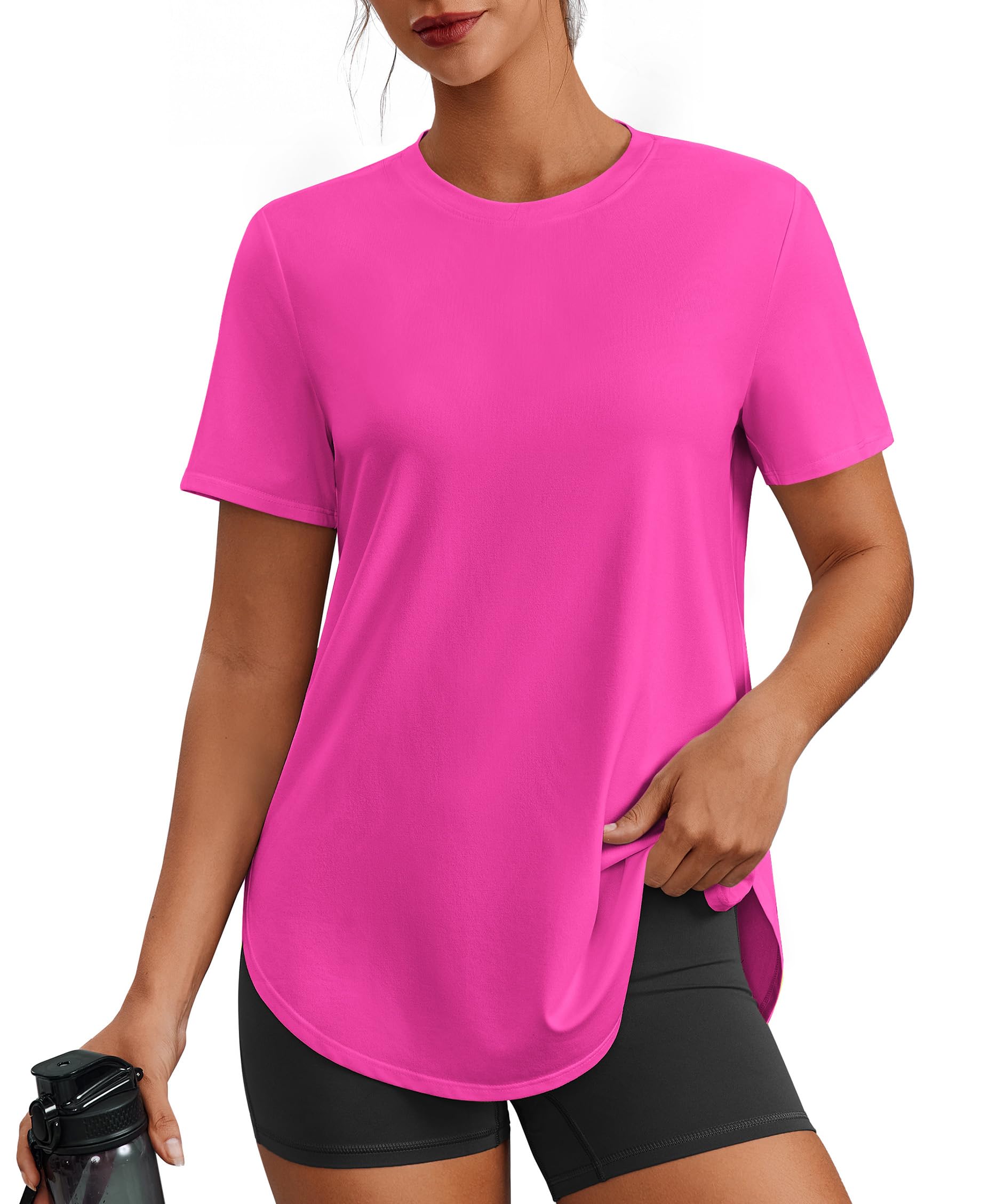 PINSPARK Workout Tops for Women Short Sleeve Athletic Shirts UPF 50+ Quick Dry Running Outfits for Exercise Gym Hiking S-3XL