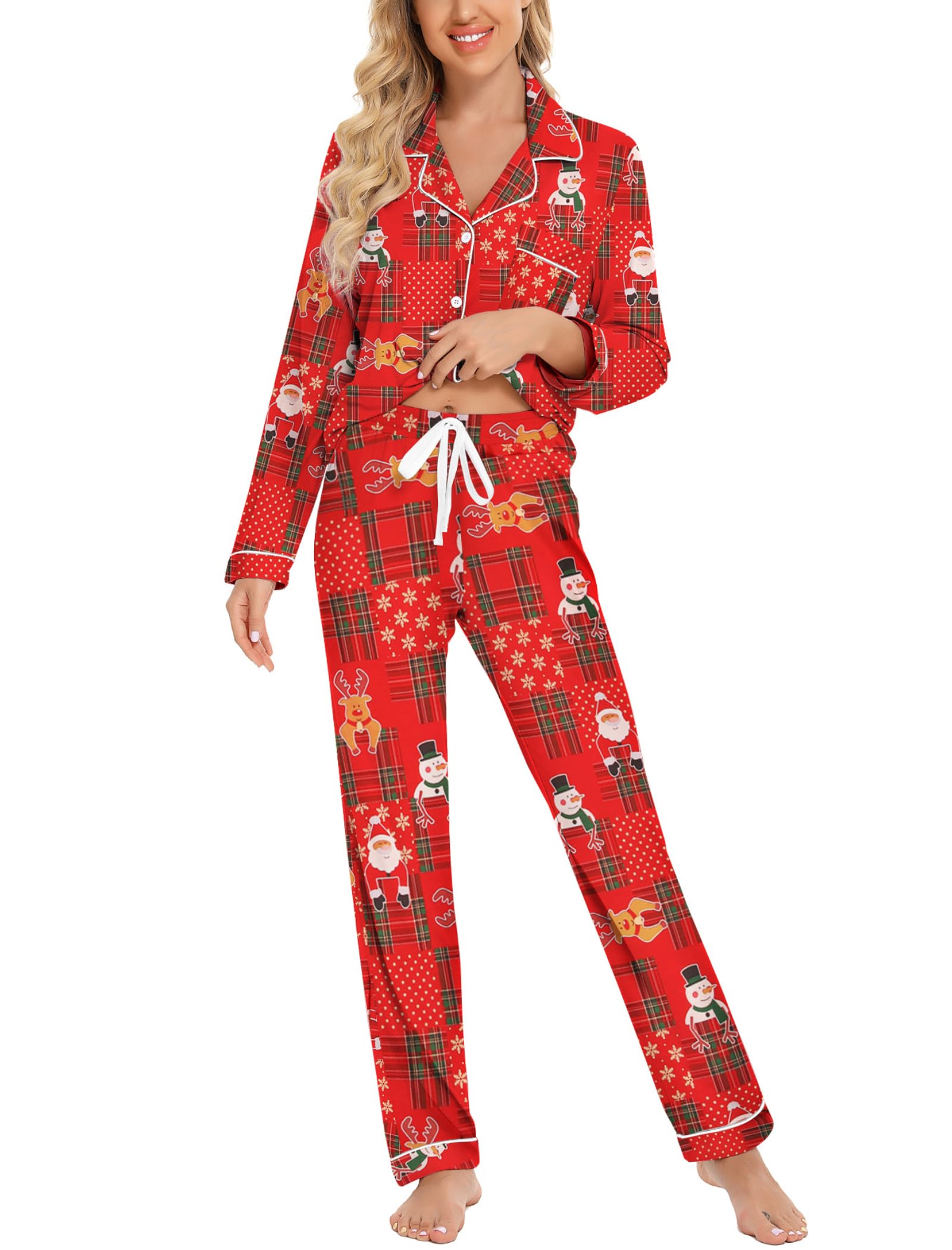 Leikar Button Up Pajamas For Women Long Sleeve Viscose Soft Pjs Lounge