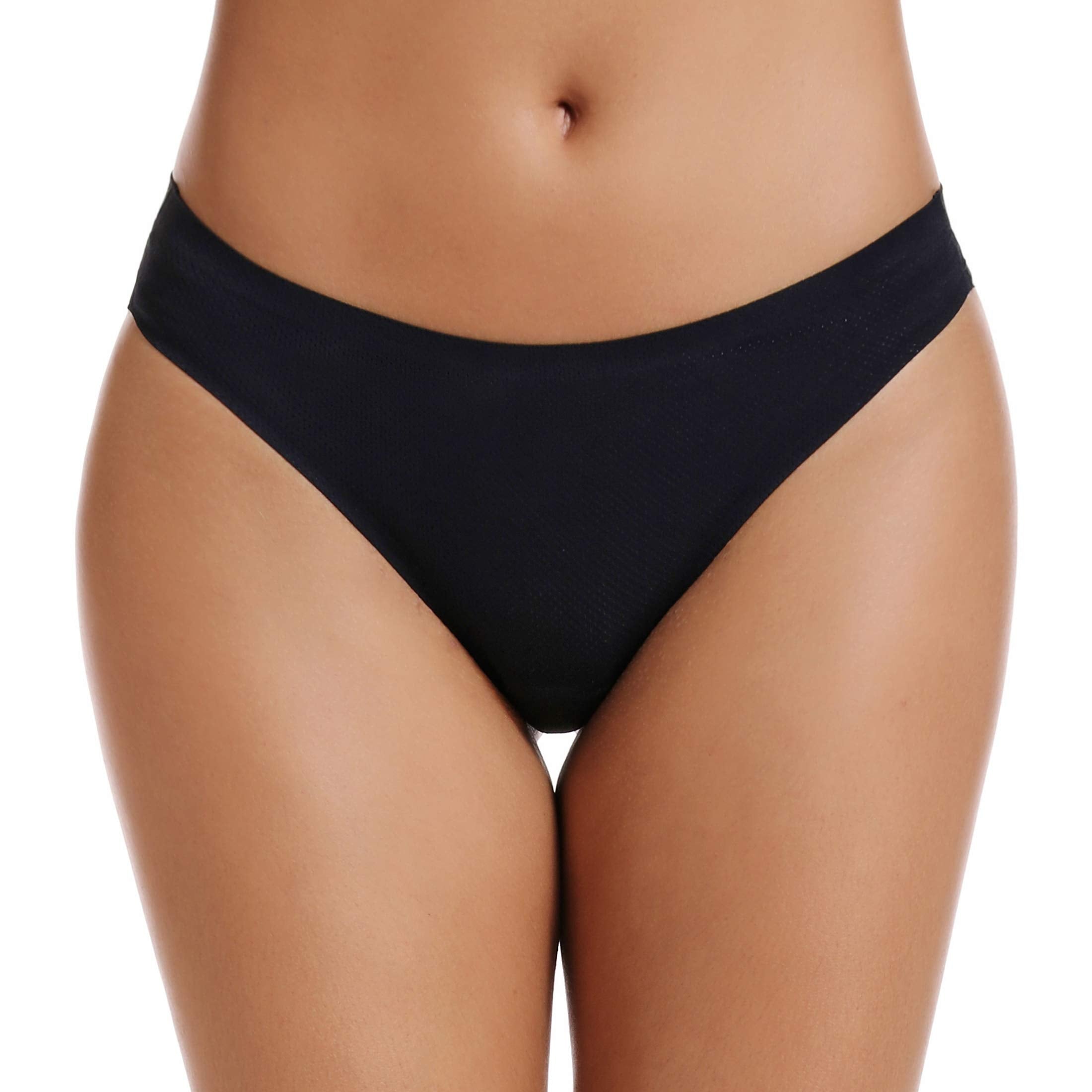 voenxe Seamless Women Underwear Thongs,No Show Ladies Workout Thong,5 Pack | Invisible Breathable Comfortable Mesh Panties,No Seam Soft Low Rise Cut Athletic Undies for Sports Gym Running Exercise Work