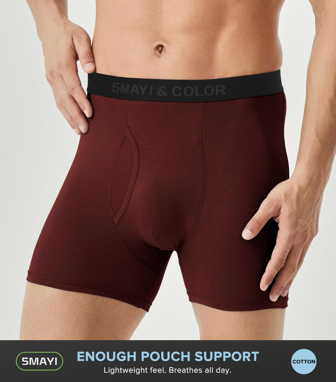5Mayi Men's Underwear Boxer Briefs Cotton Regular Long Mens Boxer Briefs Underwear Men Pack S M L XL XXL
