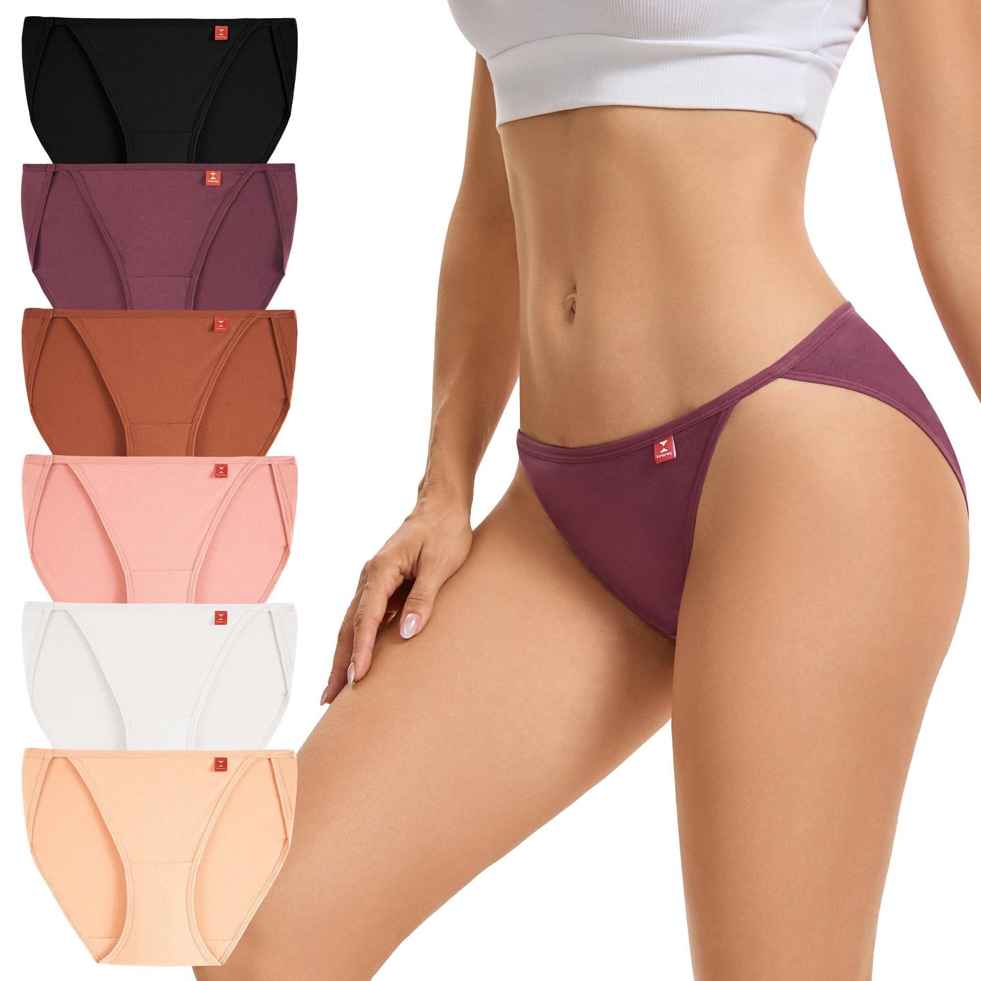 INNERSY Women's Cotton String Bikini Underwear 6-Pack